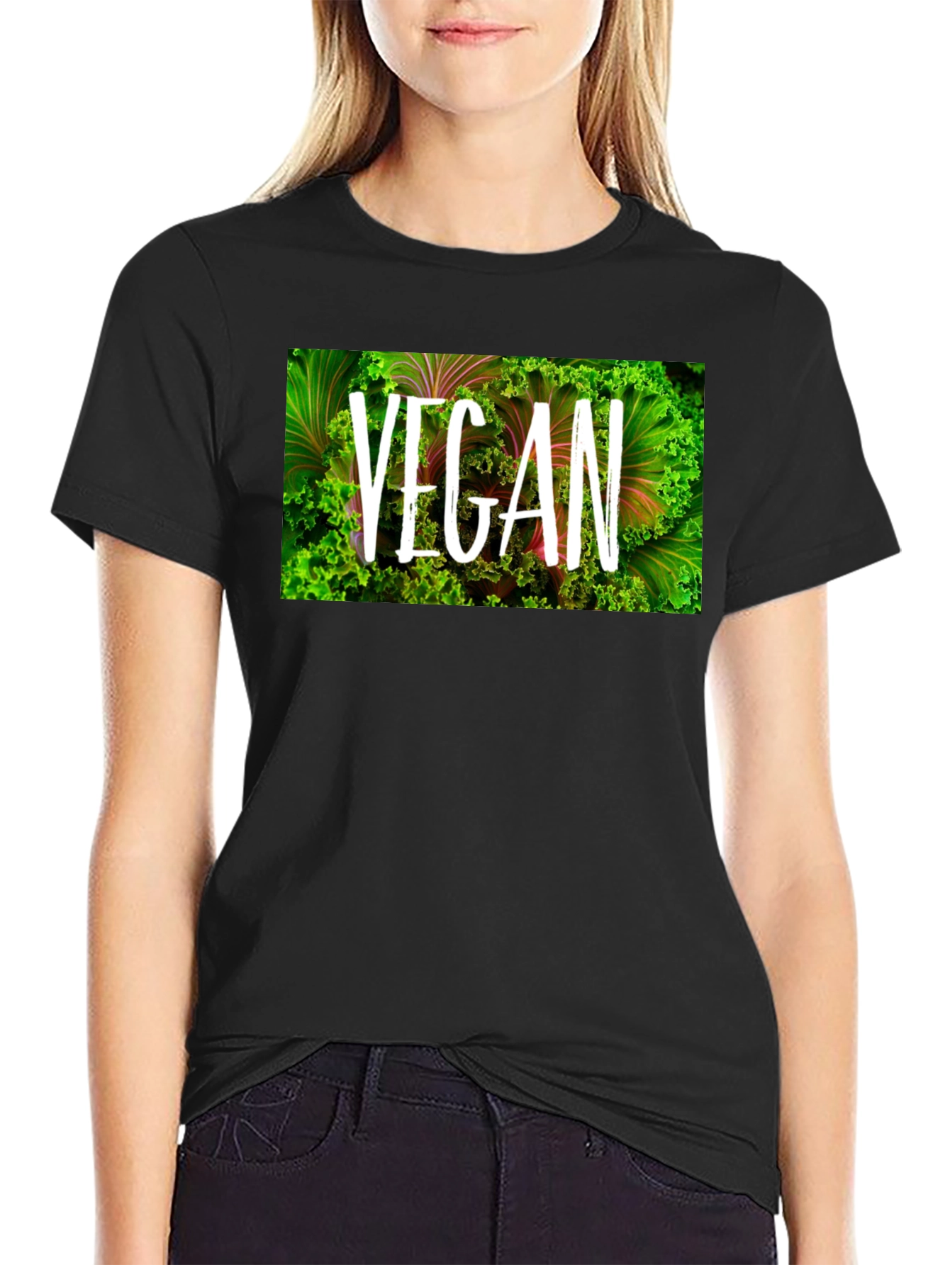 Black Vegan Graphic T-Shirt - Healthy Lifestyle Tee view 2