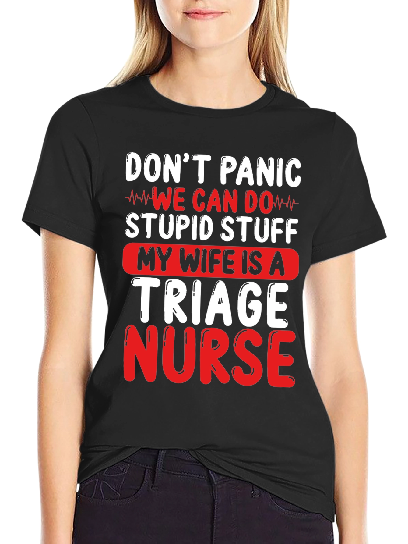 Black Don't Panic Triage Nurse Graphic Tee view 2
