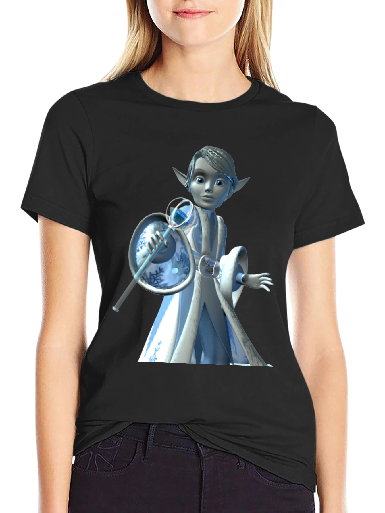 Black Cartoon Character Graphic Tee - Black T-Shirt view 2