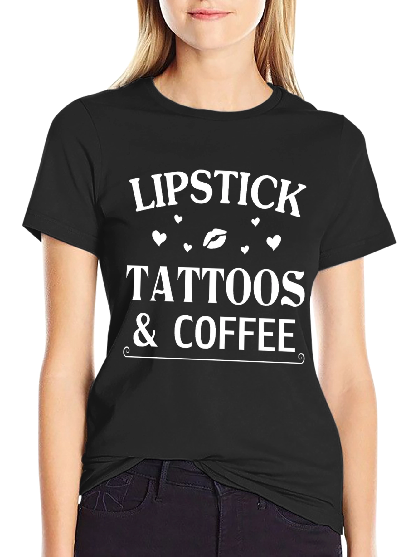 Black Lipstick Tattoos & Coffee Graphic Tee view 2