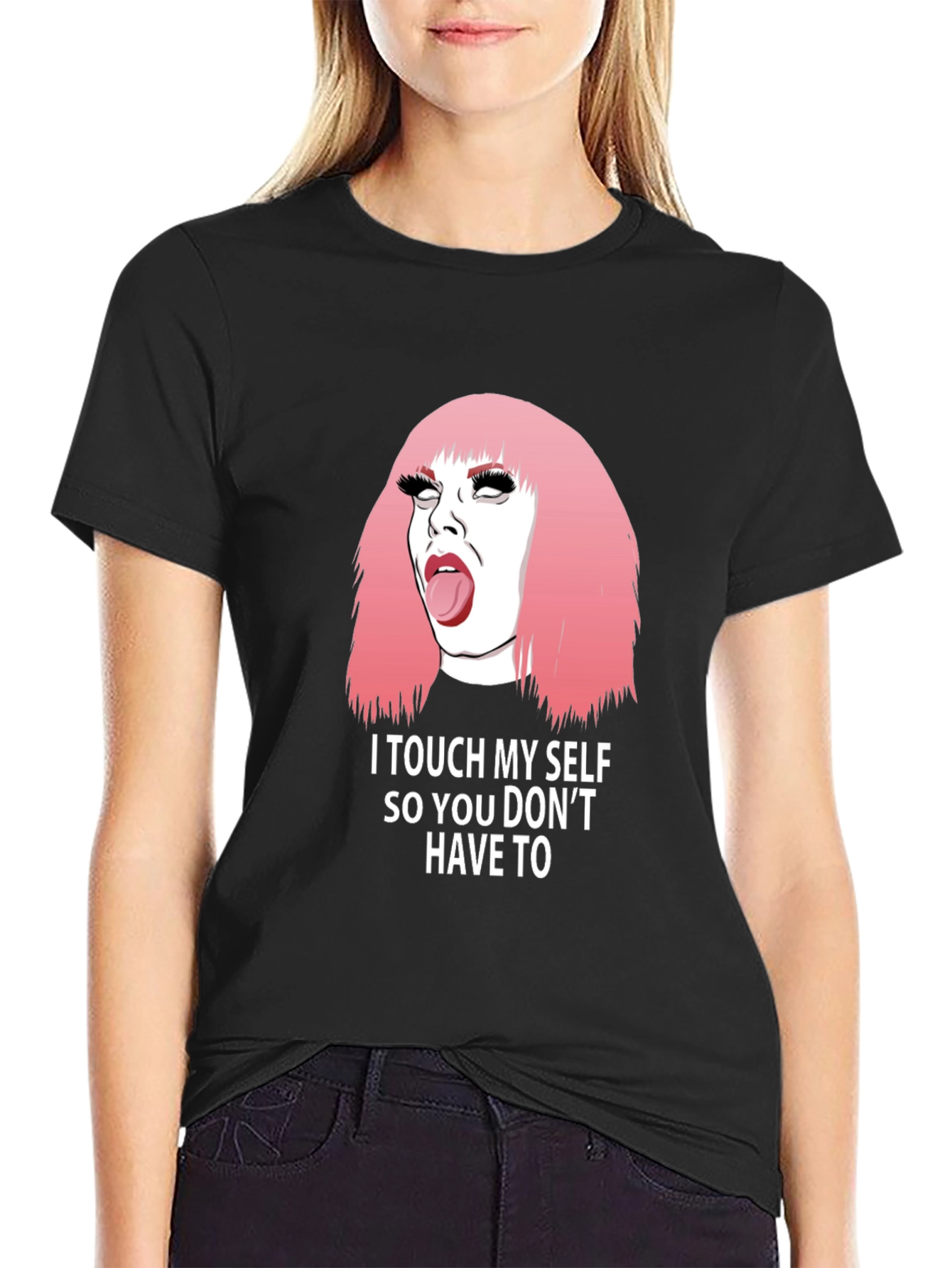 Black Humorous "I Touch Myself" Graphic Tee view 2