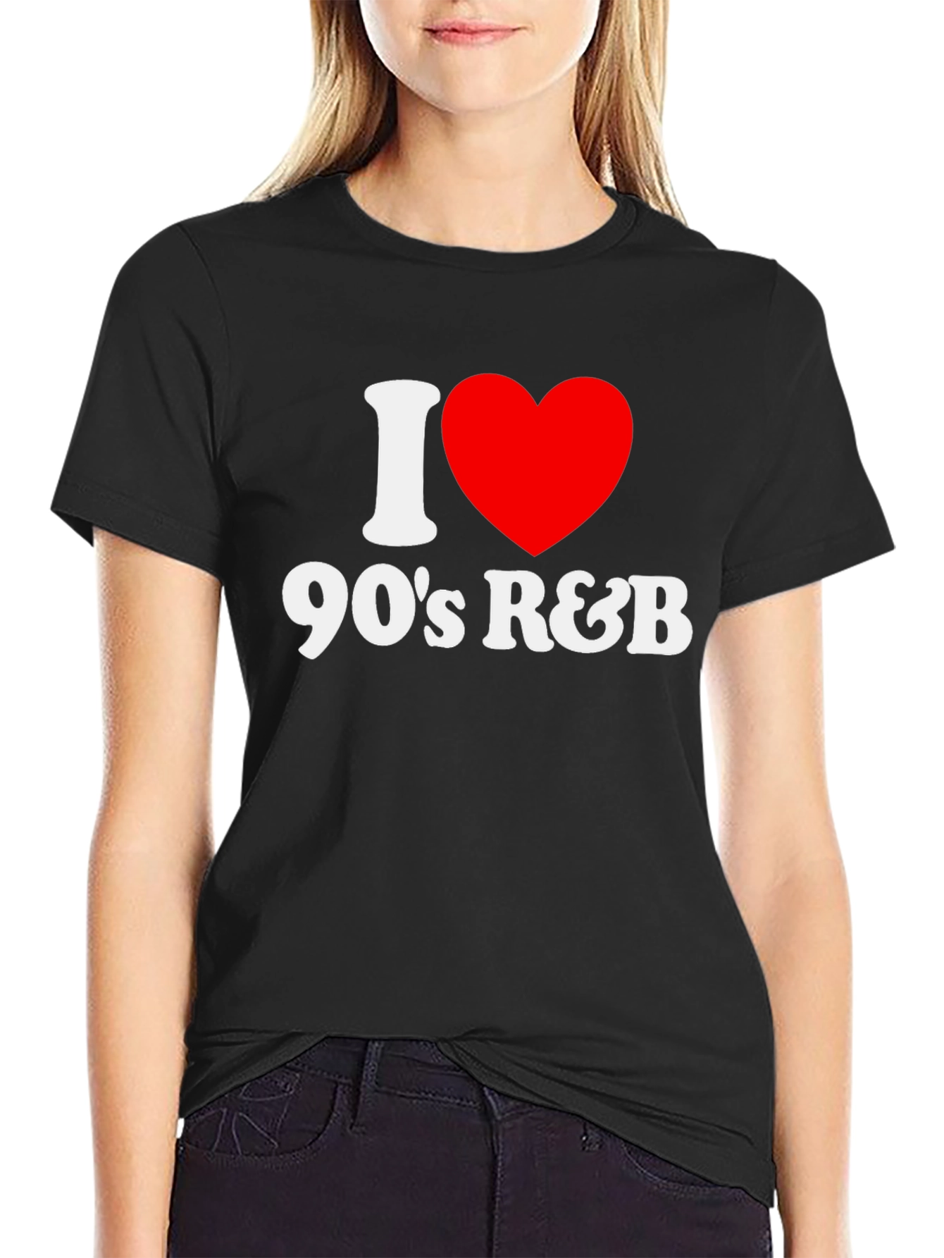 Black I Heart 90s R&B Black T-Shirt view 2
