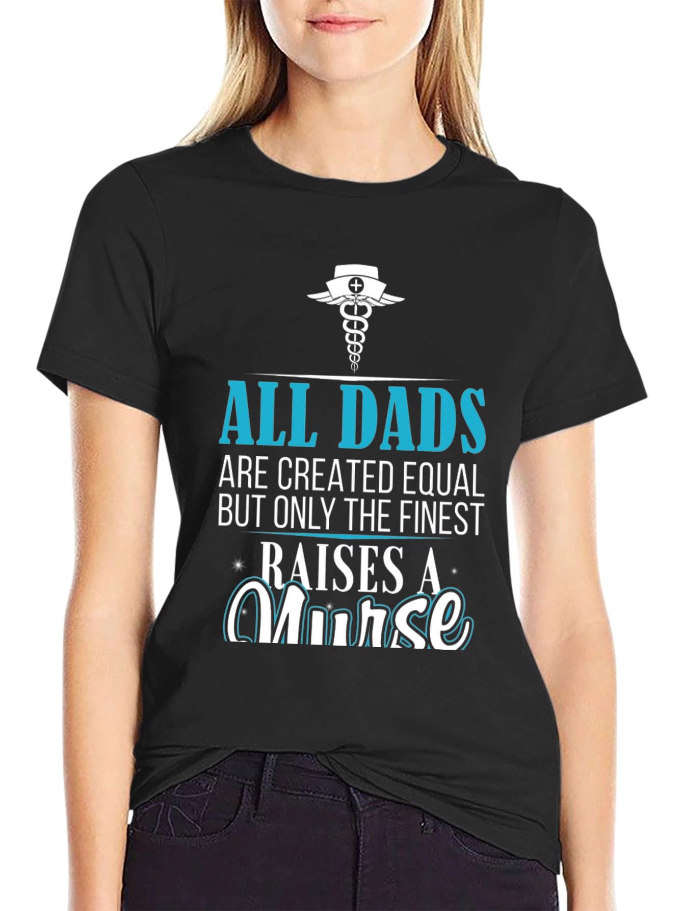 Black Finest Dad Raises A Nurse Graphic T-Shirt view 2