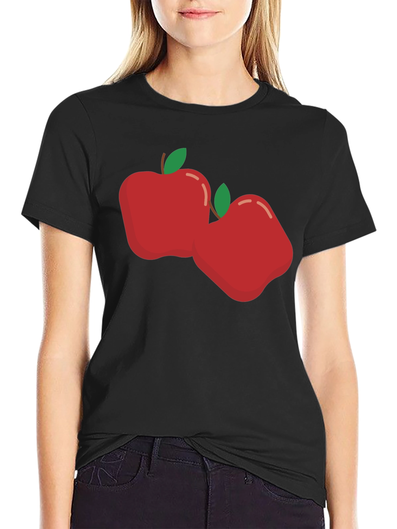 Black Bold Apple Graphic Tee - Soft & Stylish Black T-Shirt view 2