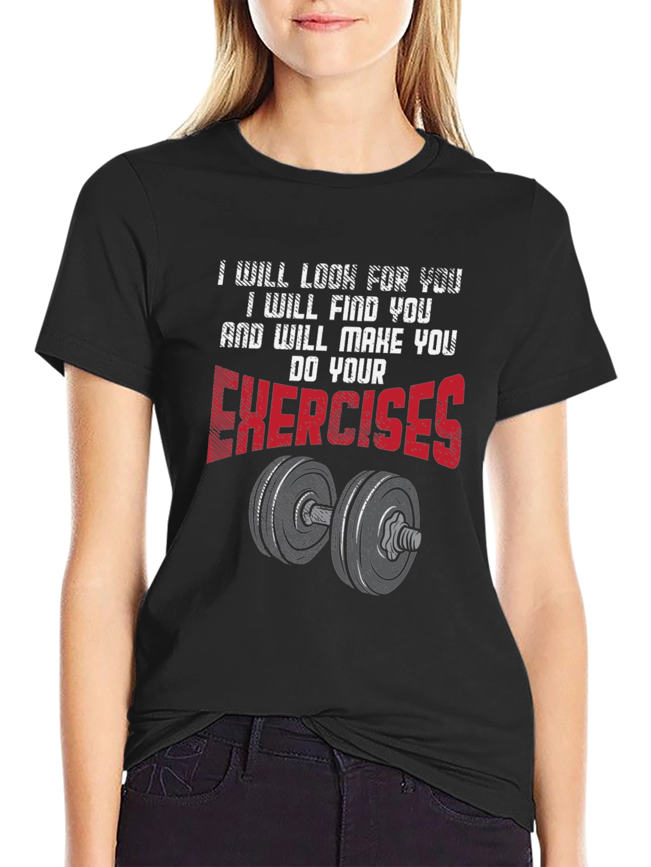 Black Exercise Motivation Graphic T-Shirt view 2