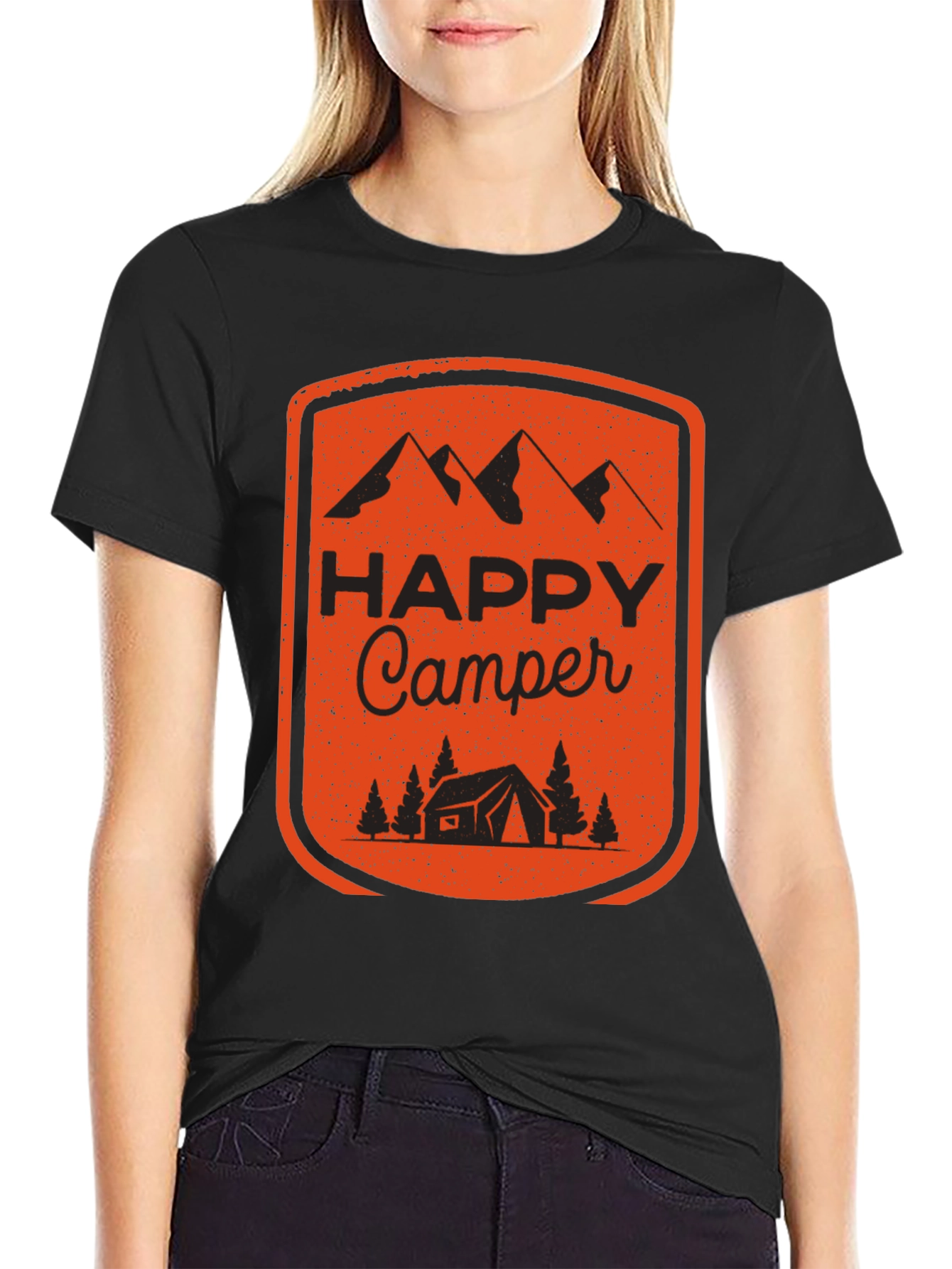 Black Happy Camper Graphic Tee - Outdoor Adventure Shirt view 2