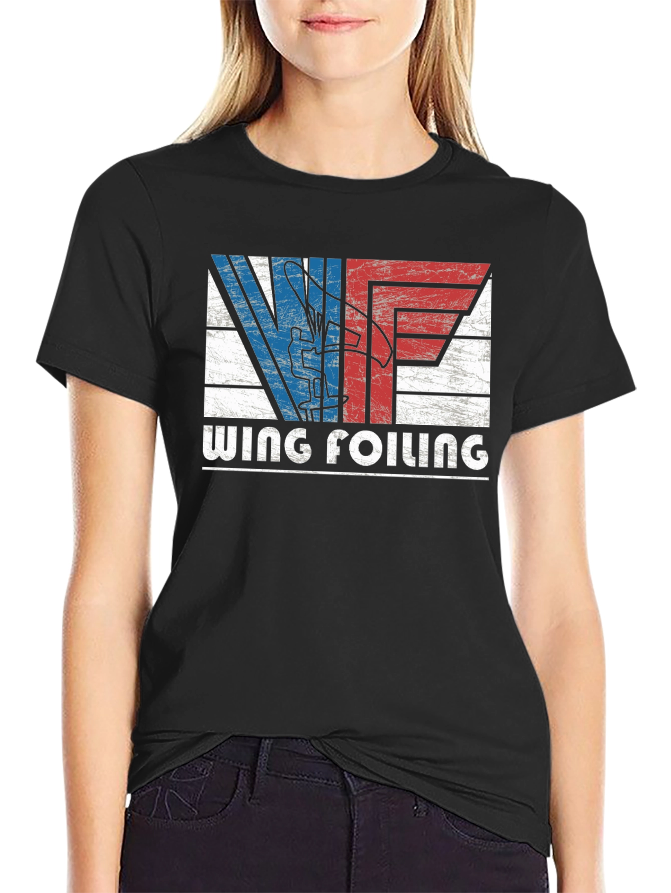 Black Wing Foiling T-Shirt | Retro Style view 2