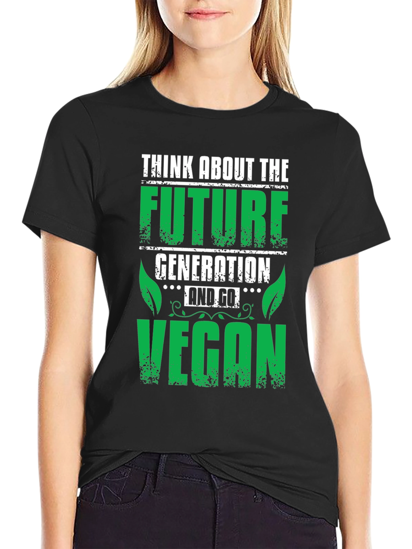 Black Vegan Future Generation Graphic T-Shirt view 2
