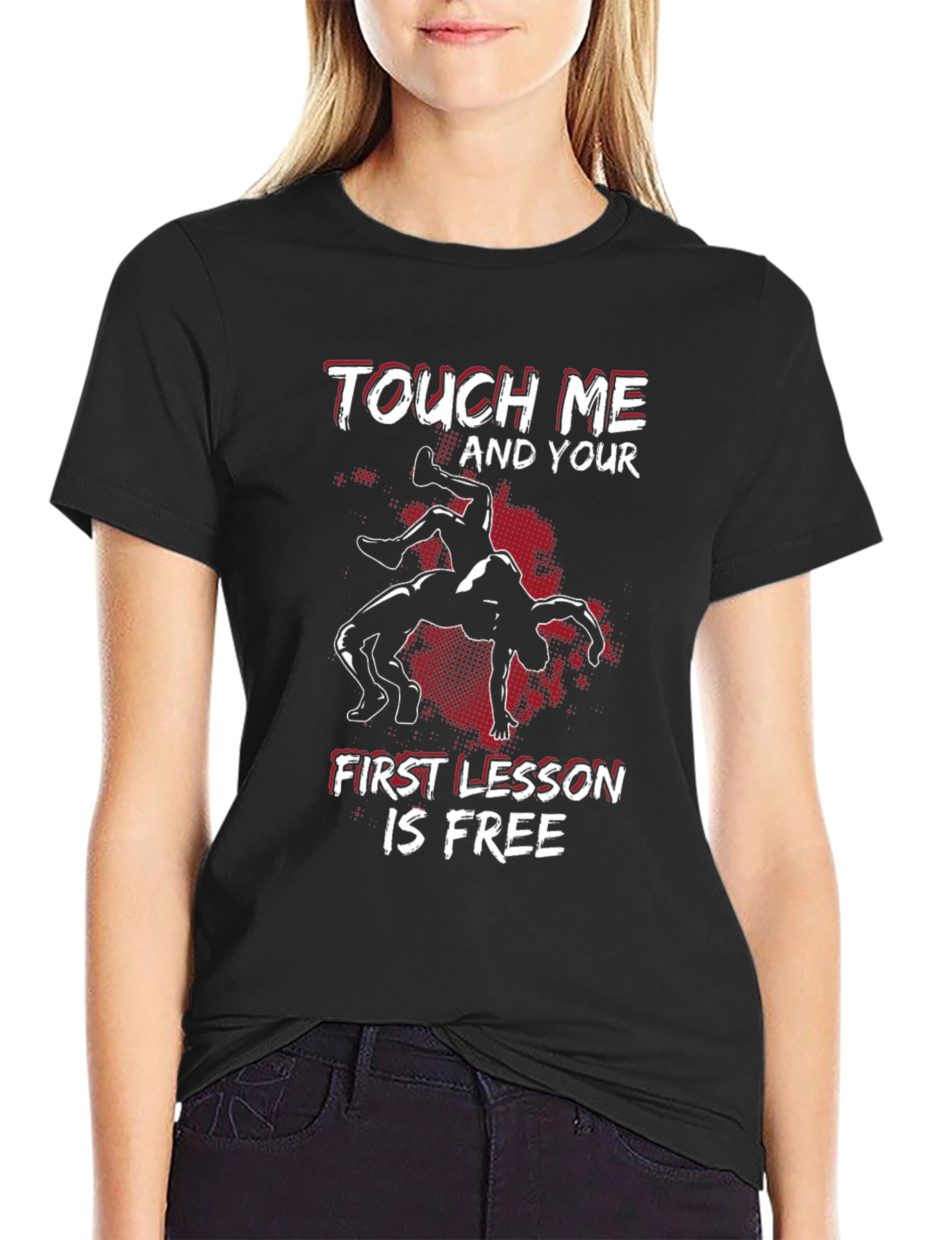 Black Wrestling T-Shirt: Touch Me, First Lesson Free view 2