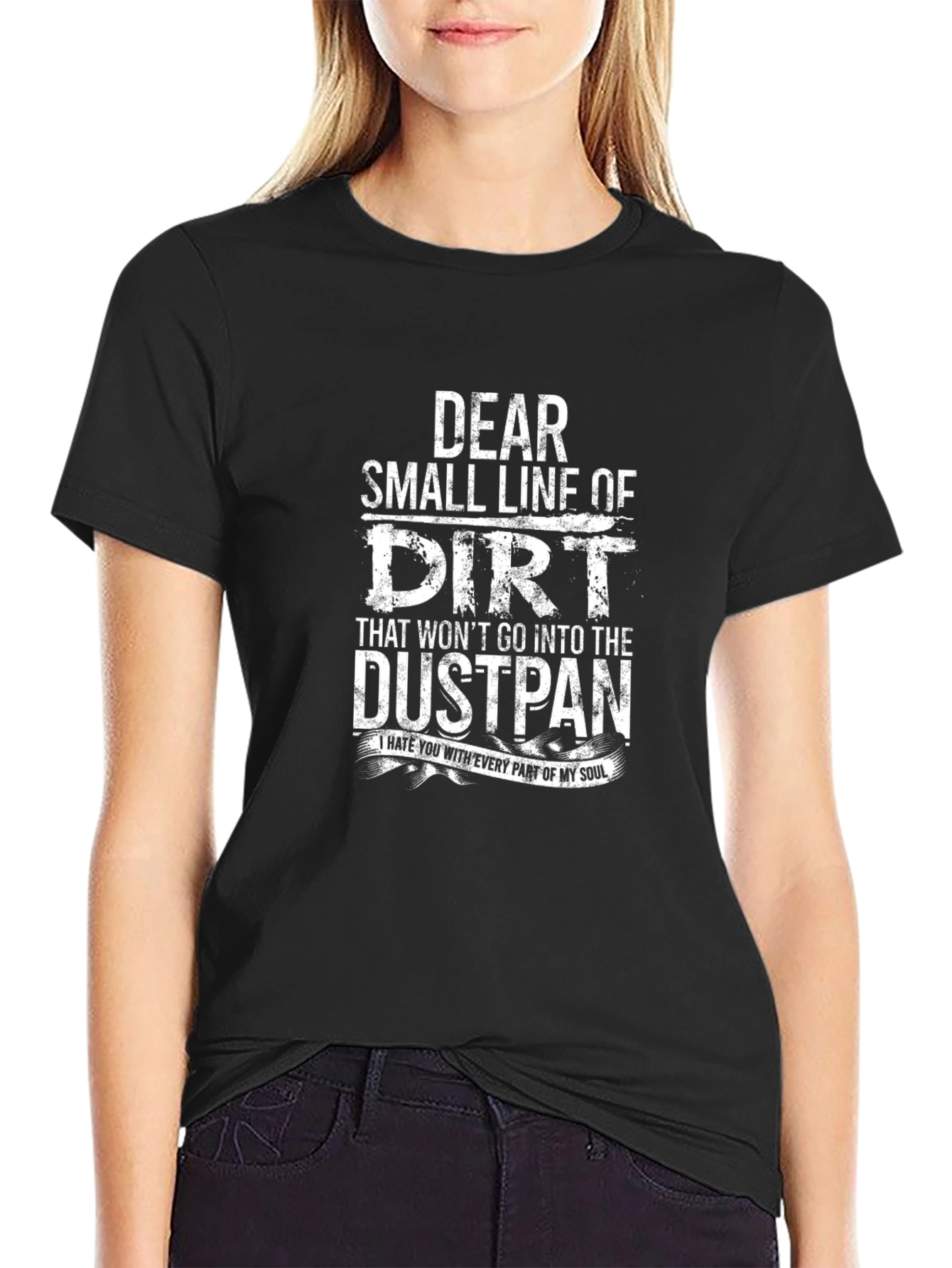 Black Funny Dear Dirt Dustpan Novelty T-Shirt view 2