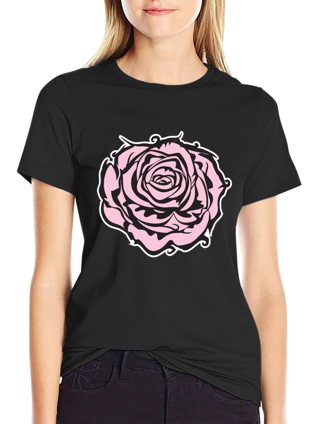 Black Rose Graphic Black T-Shirt view 2