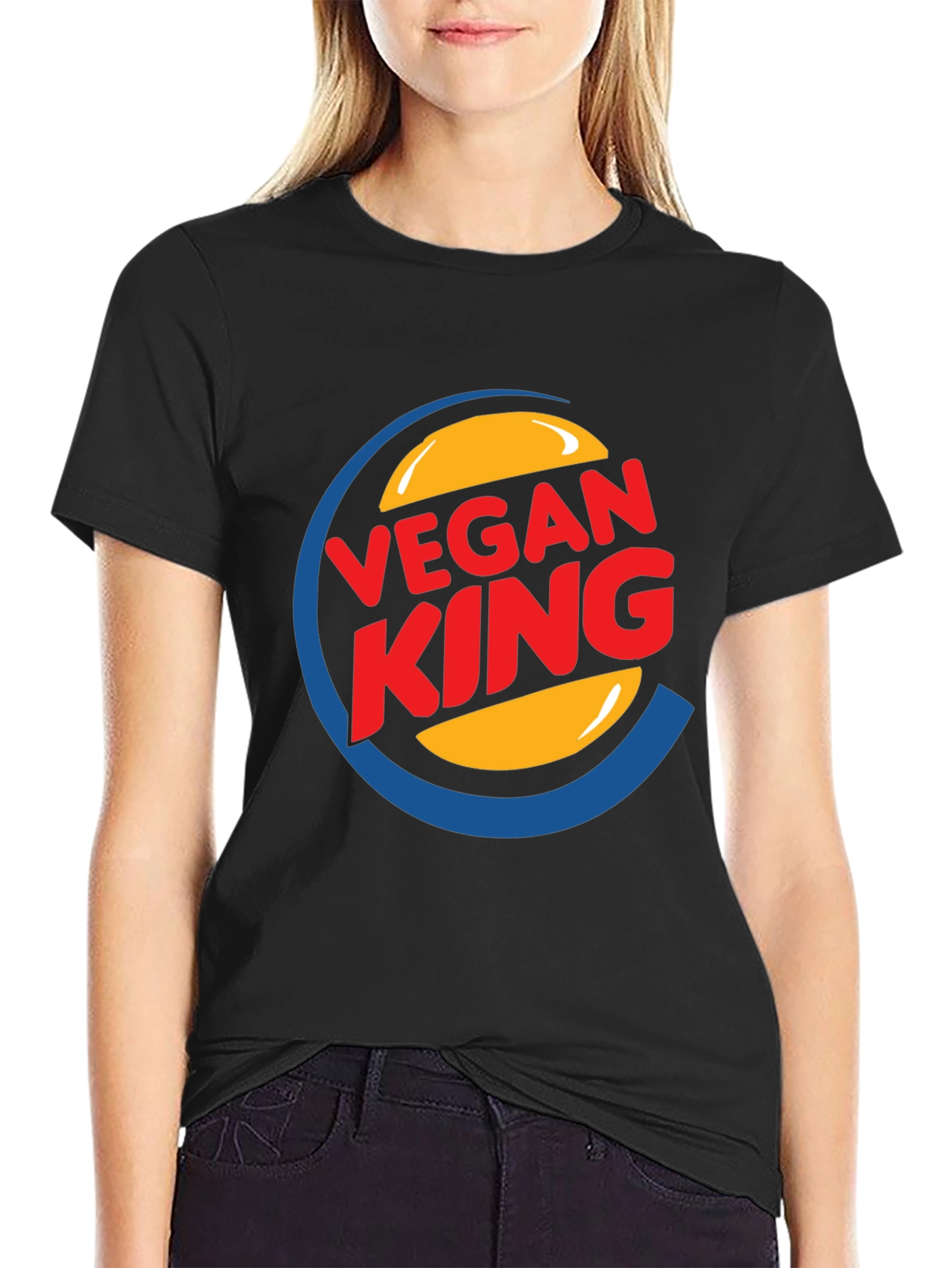 Black Vegan King Graphic Tee - Black Cotton Blend view 2