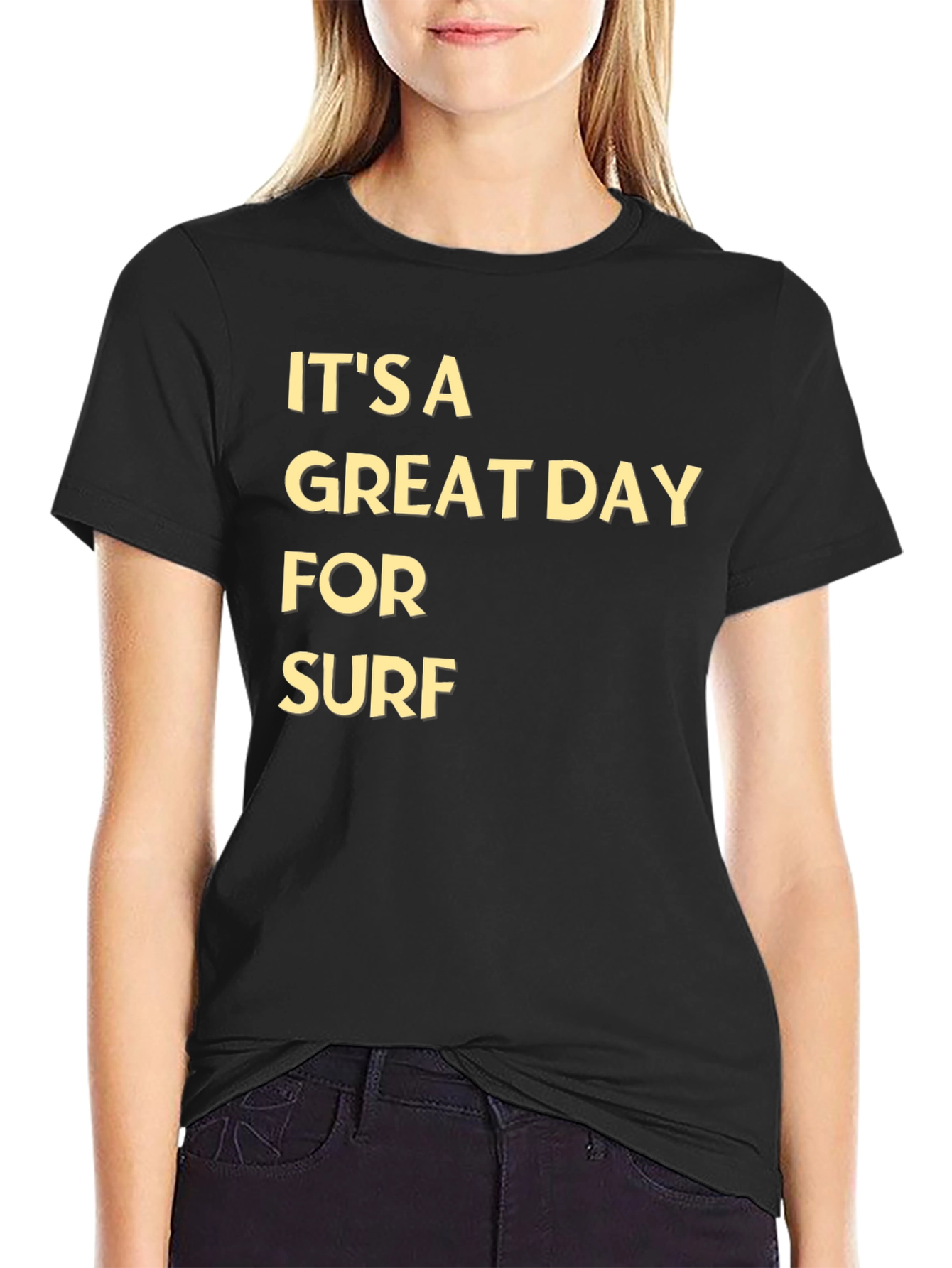 Black It's a Great Day for Surf T-Shirt view 2