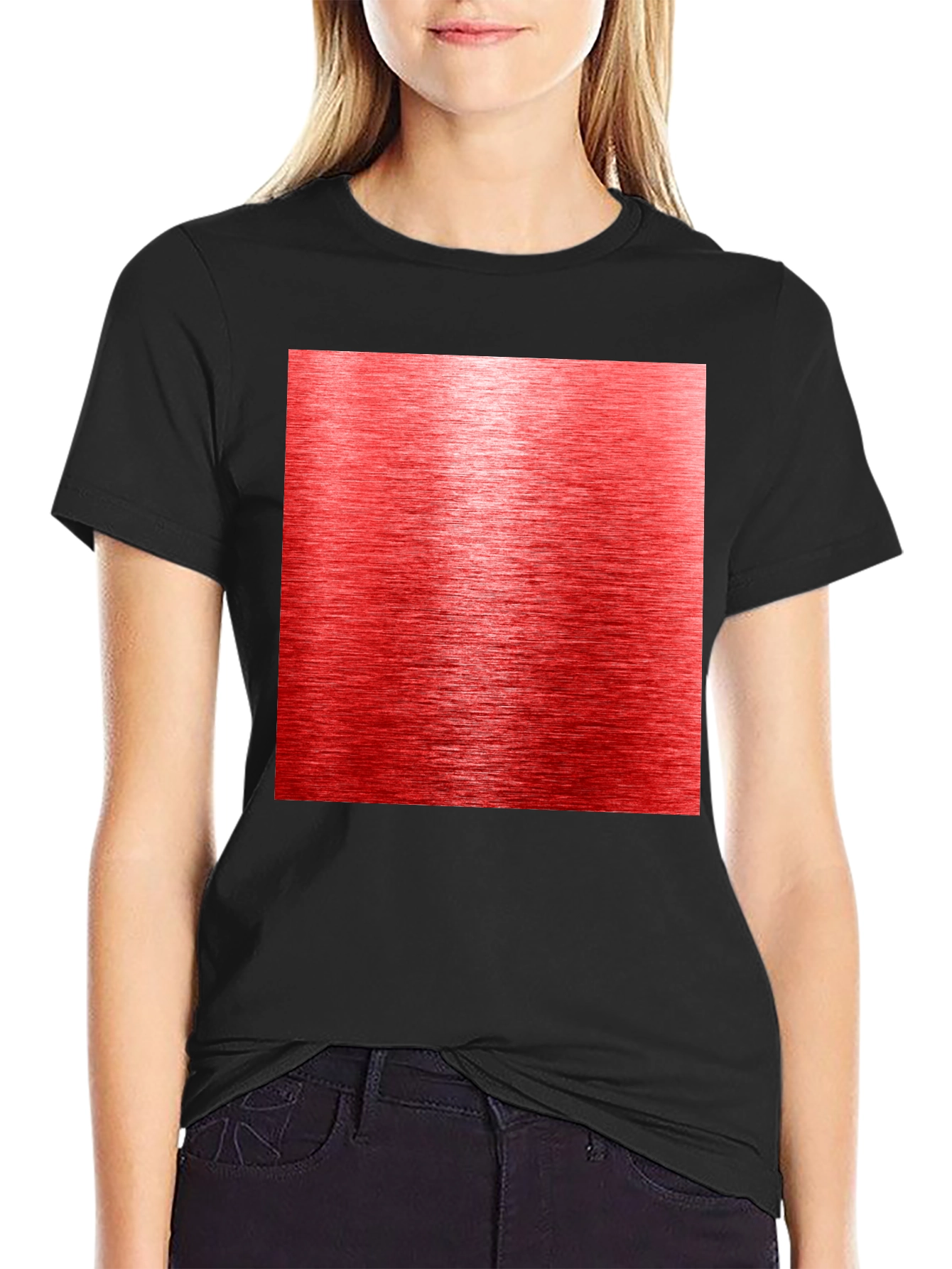 Black Red Metallic Texture Black T-Shirt view 2