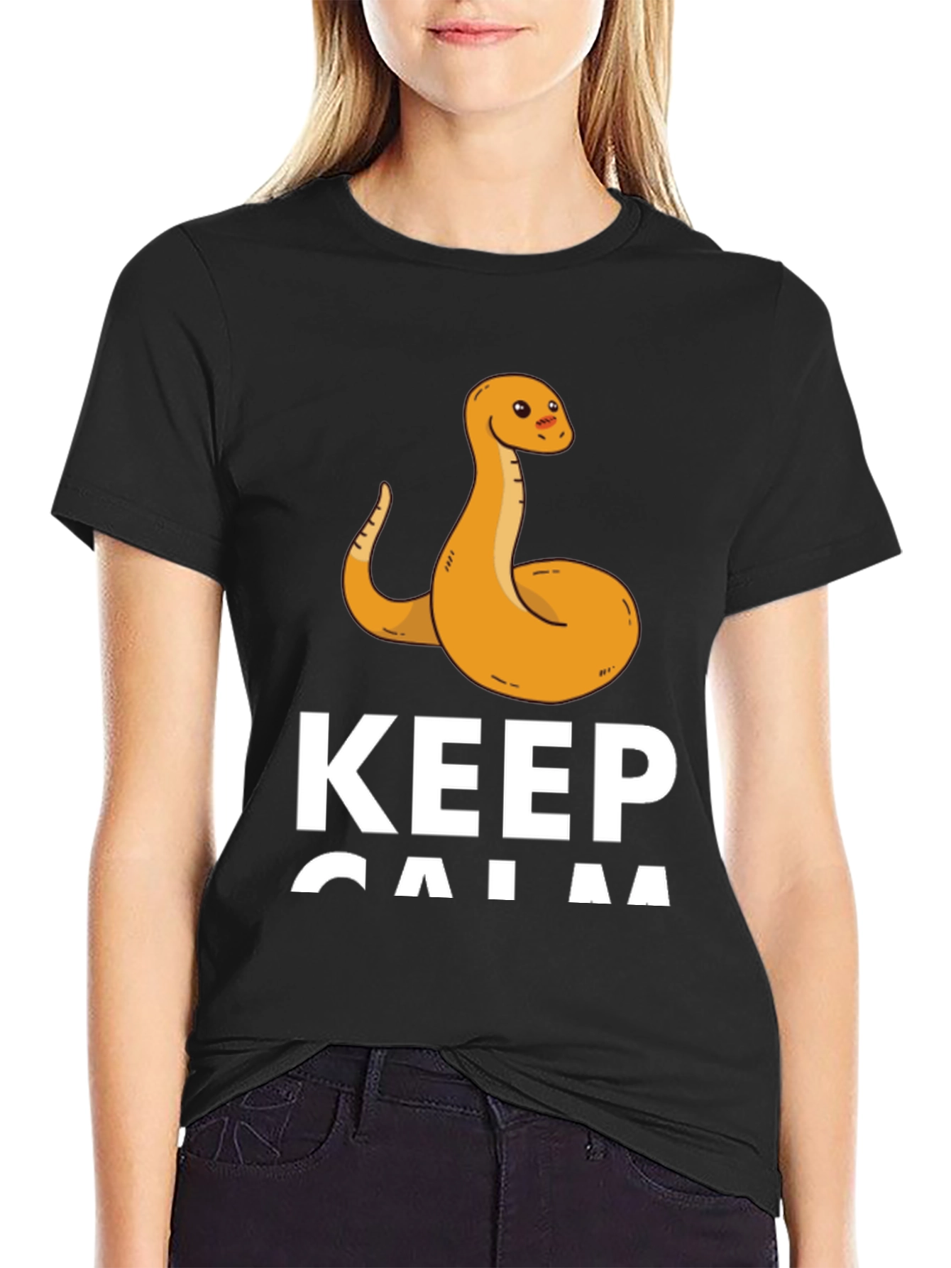 Black Keep Calm Snake Tee - Men's Black T-Shirt view 2