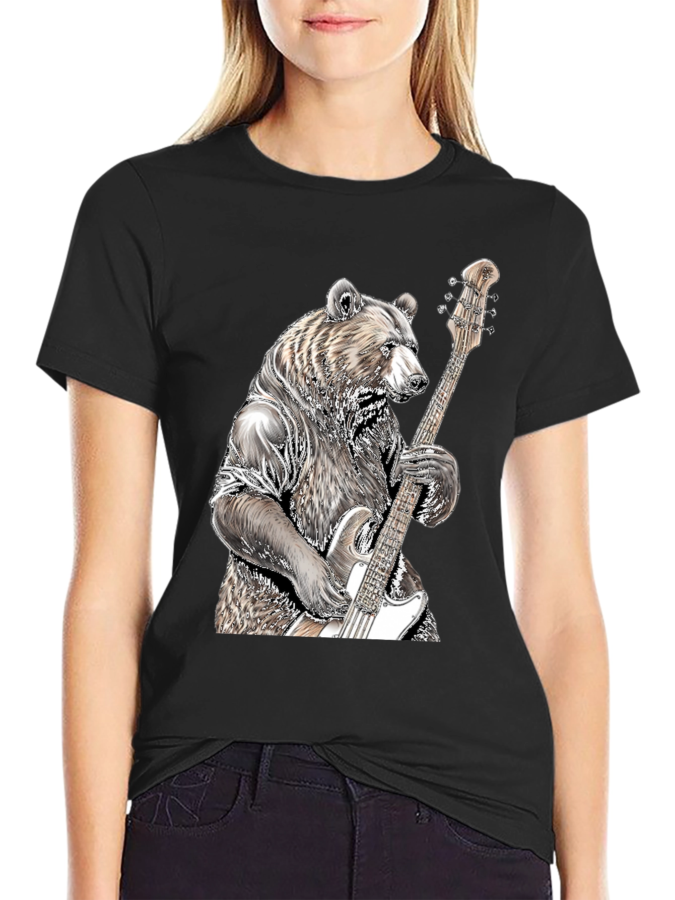 Black Bear Bass Guitar T-Shirt view 2