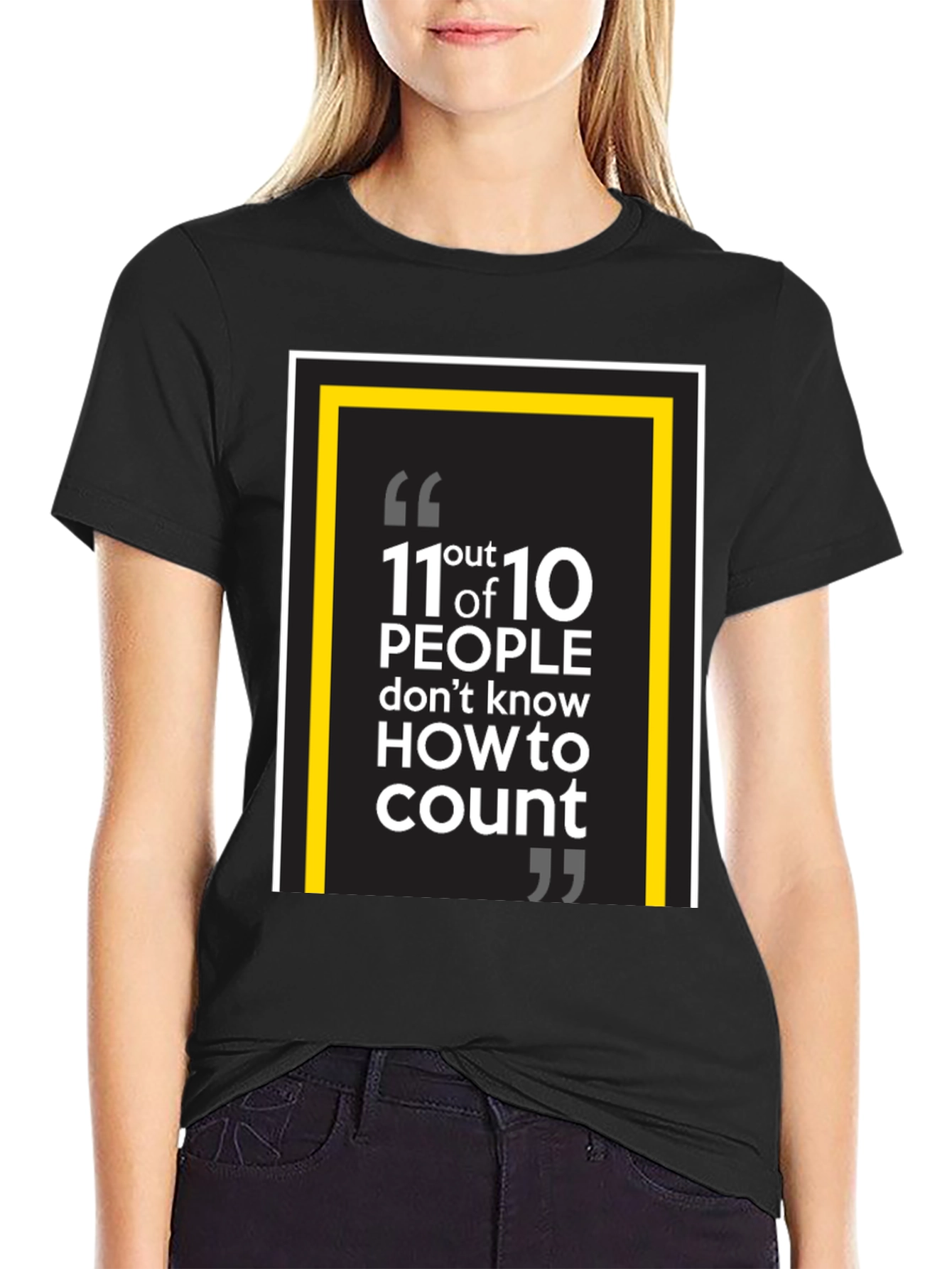 Black 11 out of 10 People Funny Graphic Tee view 2