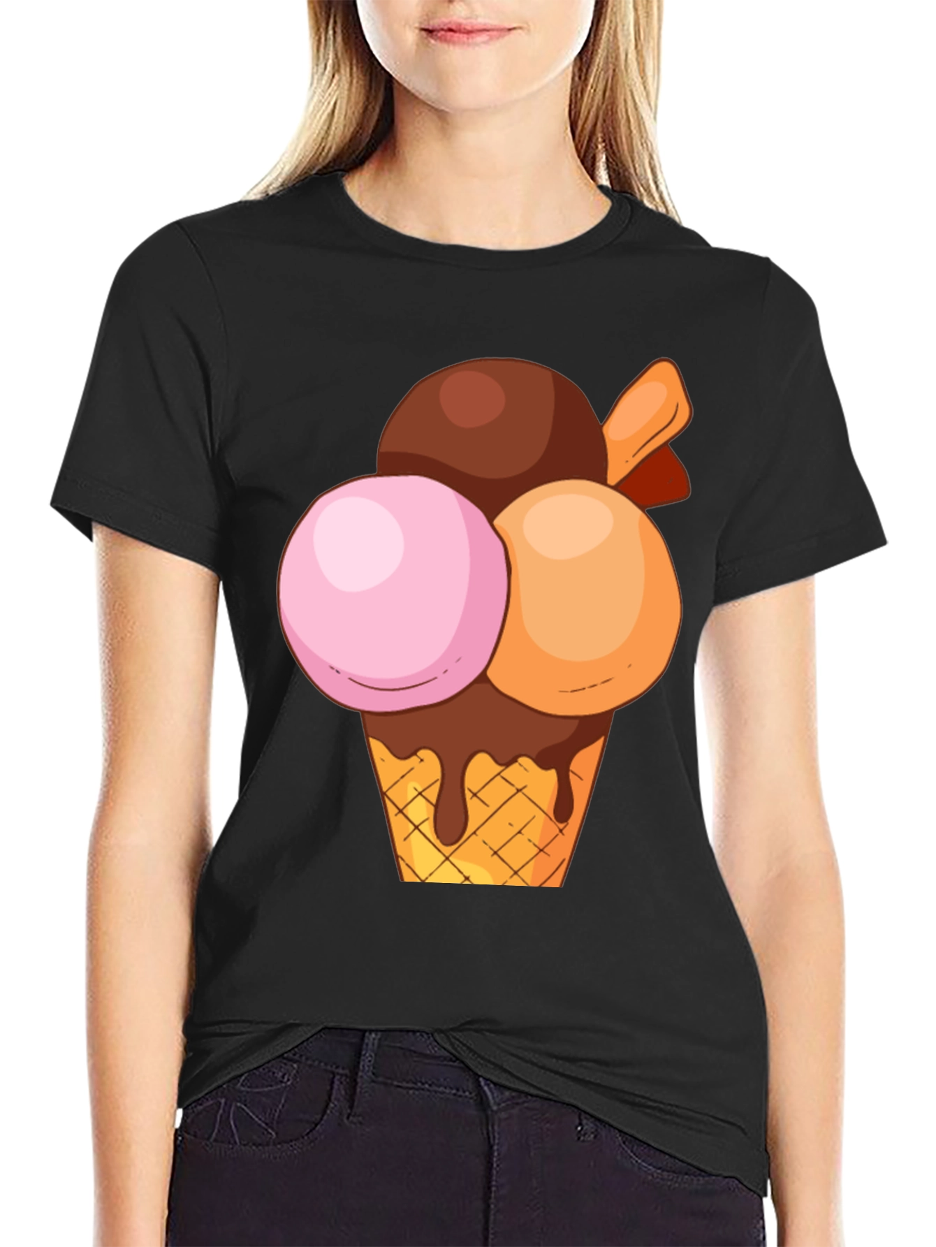 Black Ice Cream Graphic Tee - Sweet Treat Design view 2