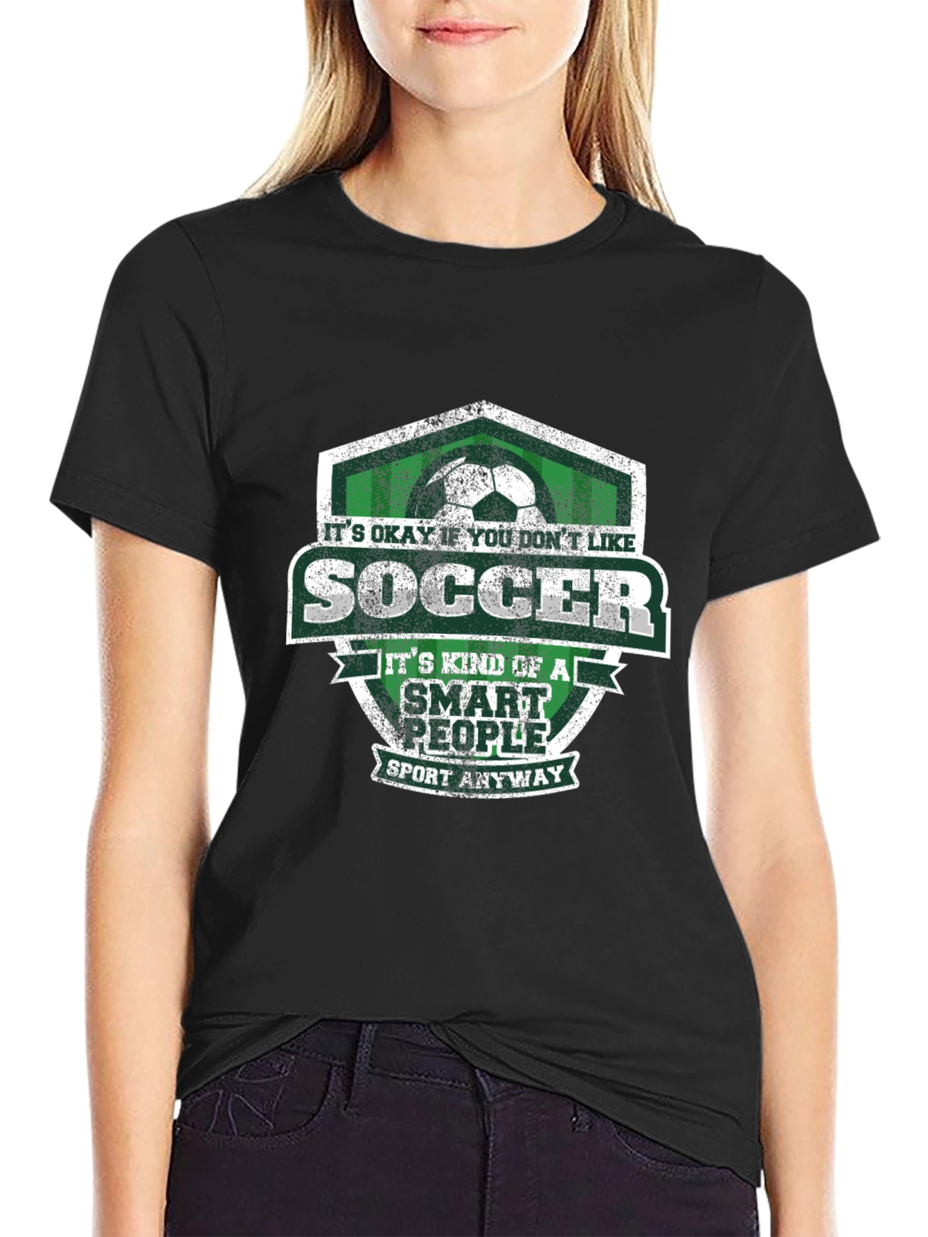 Black Soccer Smart People Graphic T-Shirt view 2