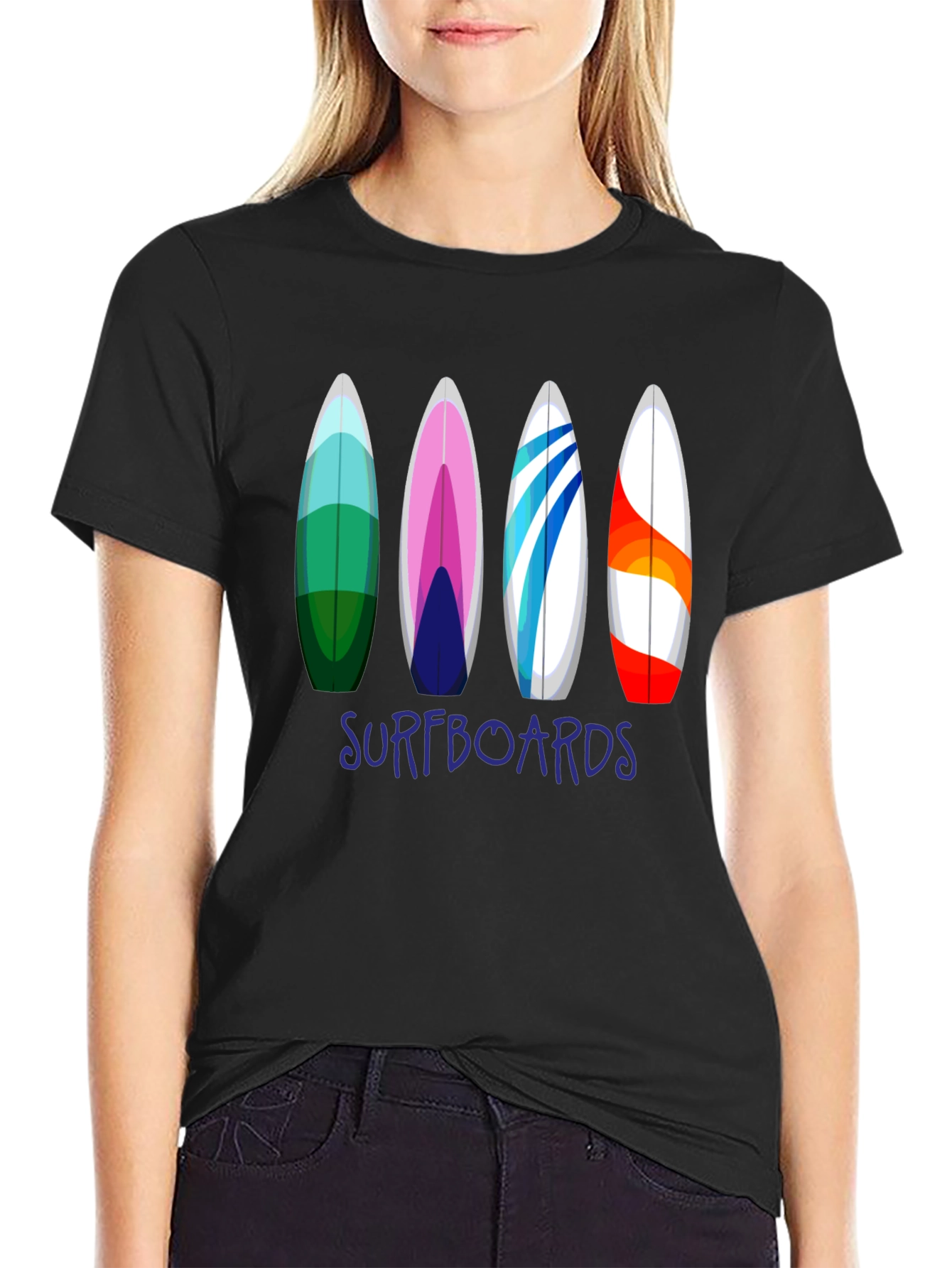 Black Surfboard T-Shirt - Beach Lover Tee view 2