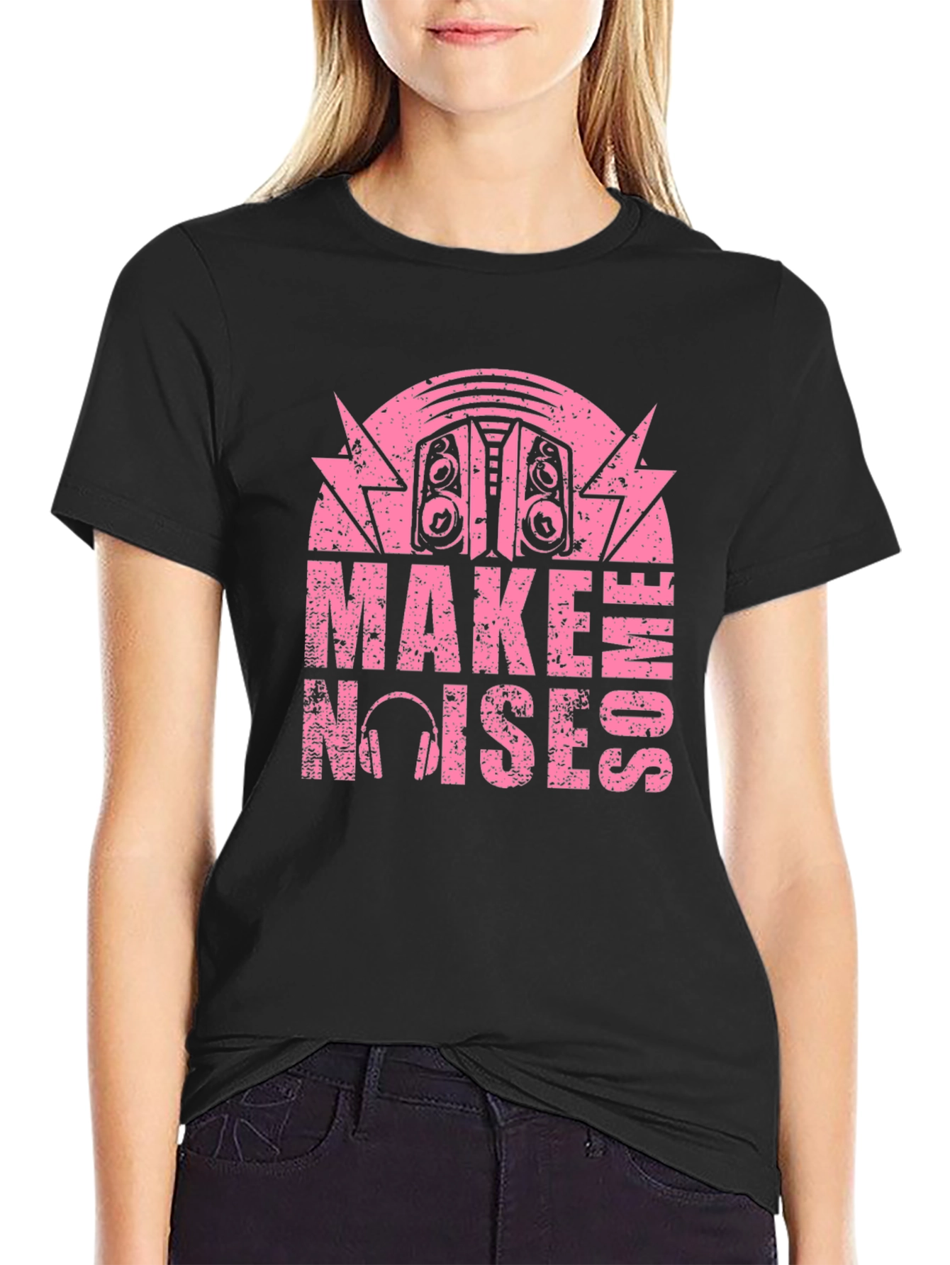 Black Make Some Noises Graphic T-Shirt view 2
