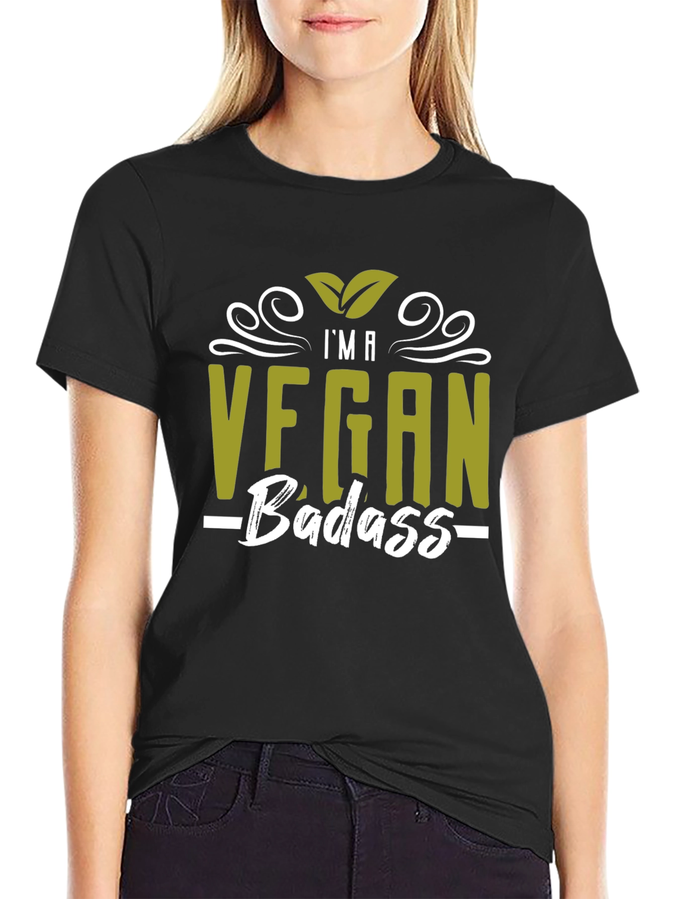Black Vegan Badass T-Shirt - Stylish Vegan Pride Tee view 2