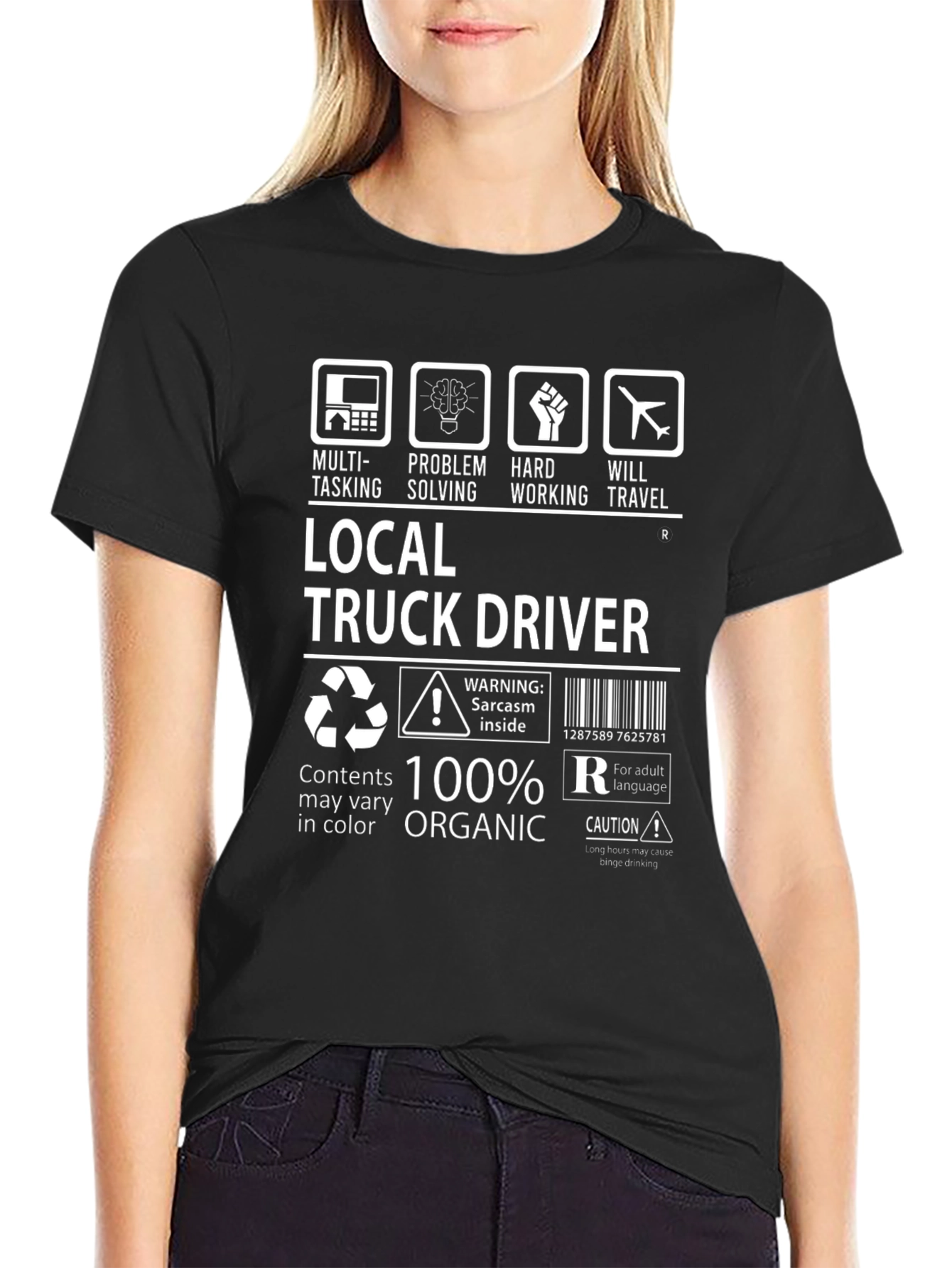 Black Local Truck Driver 100% Organic Graphic Tee view 2