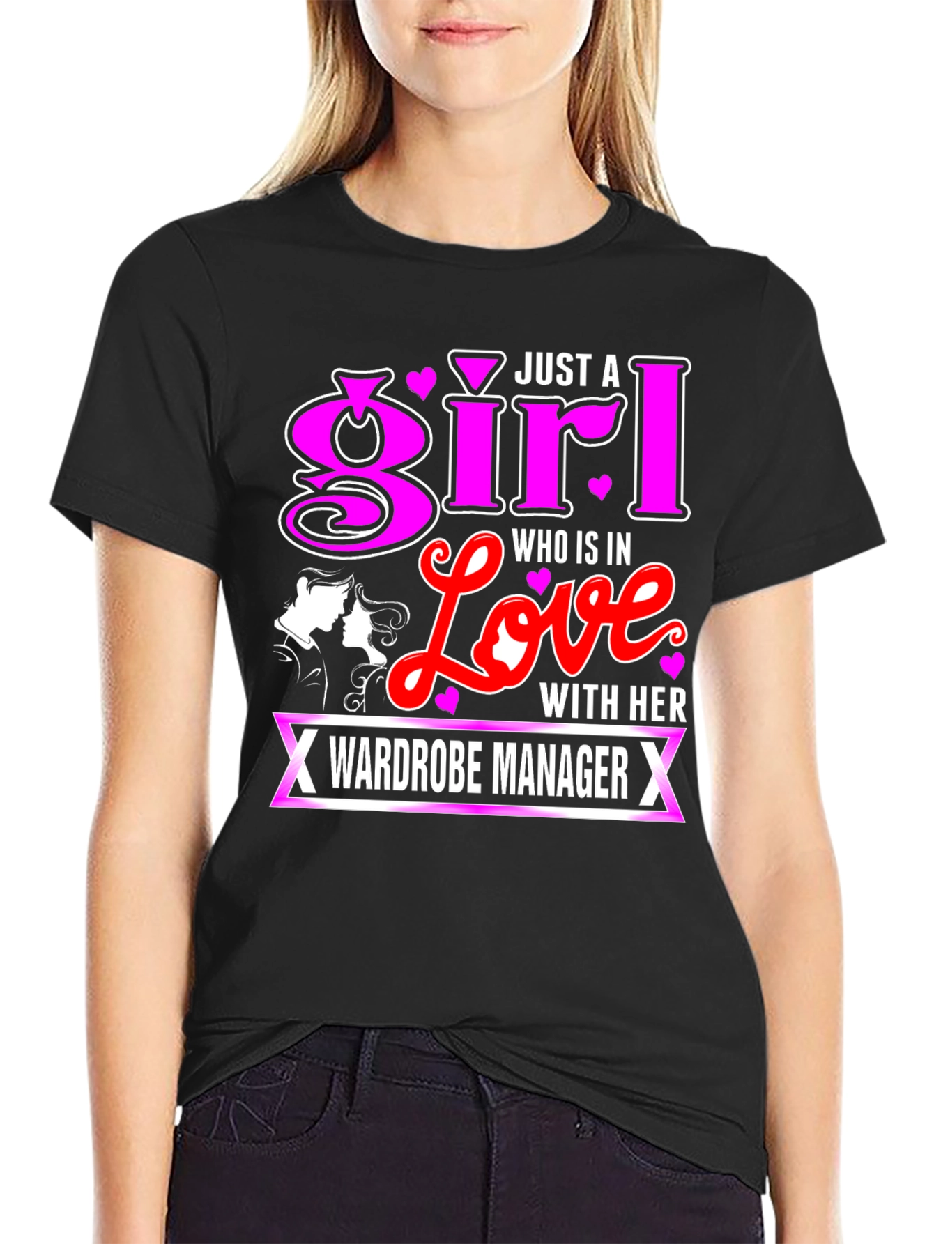 Black Wardrobe Manager Girl in Love Graphic T-Shirt view 2