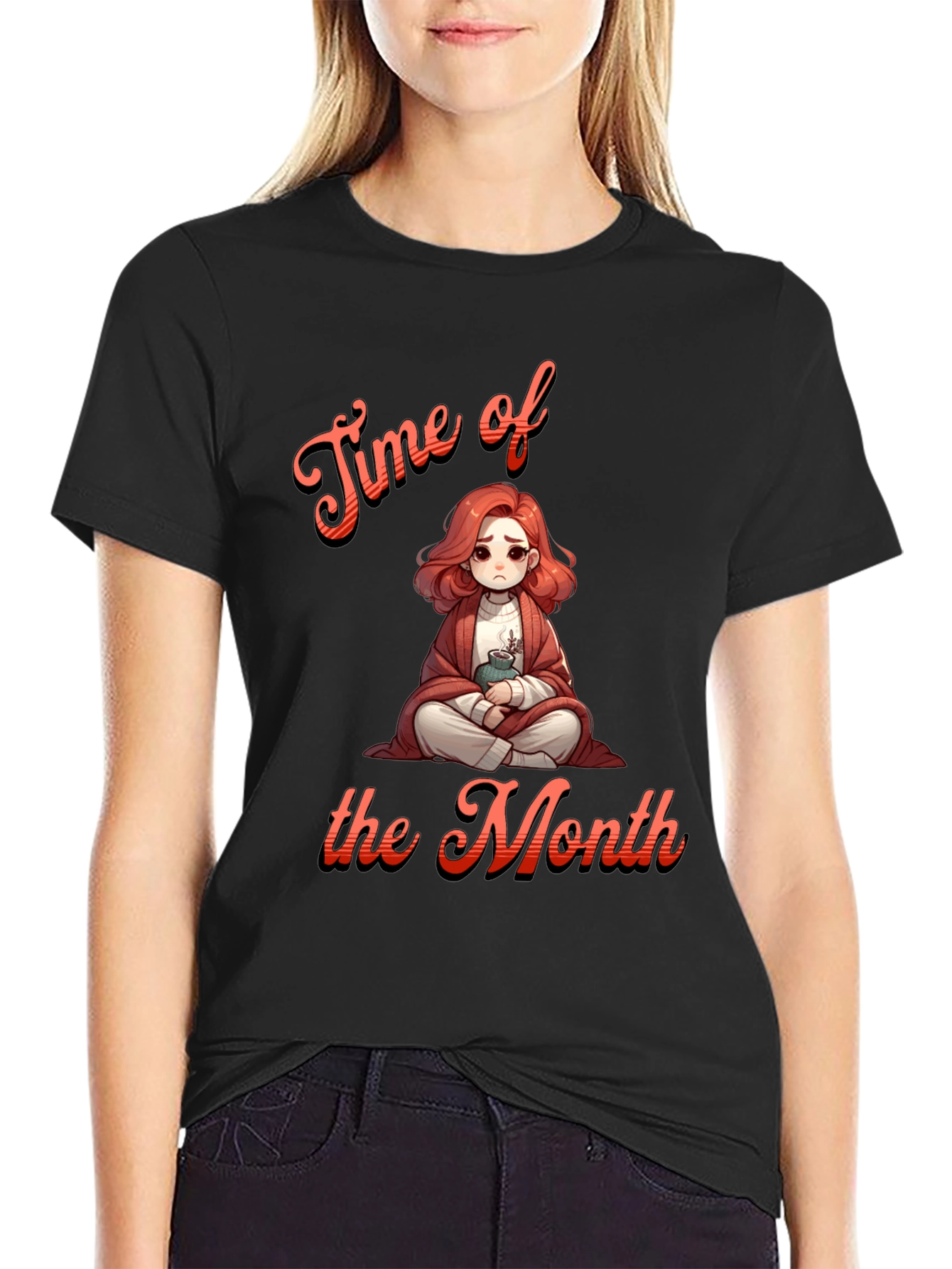 Black Time of the Month Graphic T-Shirt Funny Period Tee view 2