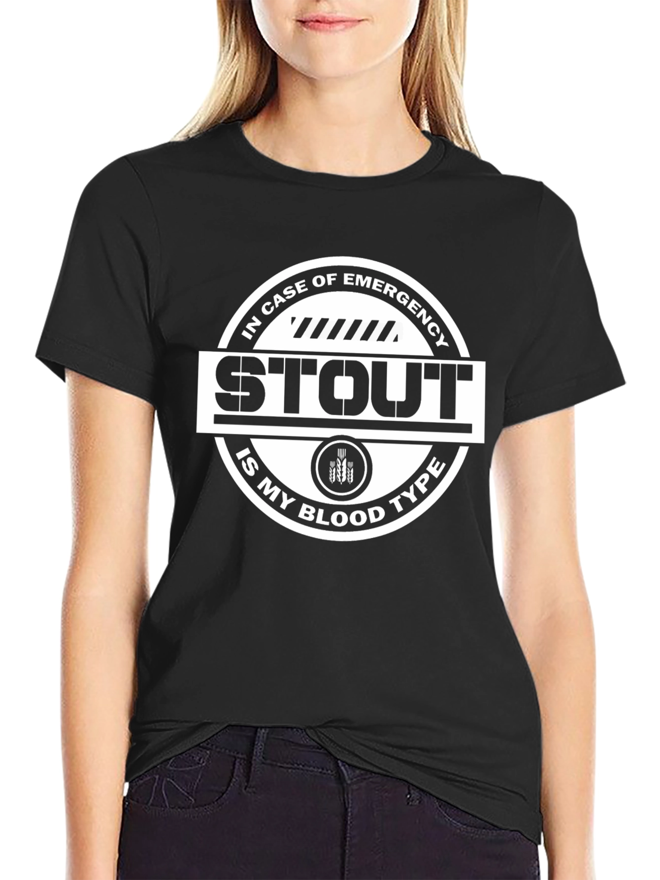 Black Stout Beer Blood Type Funny T-Shirt view 2