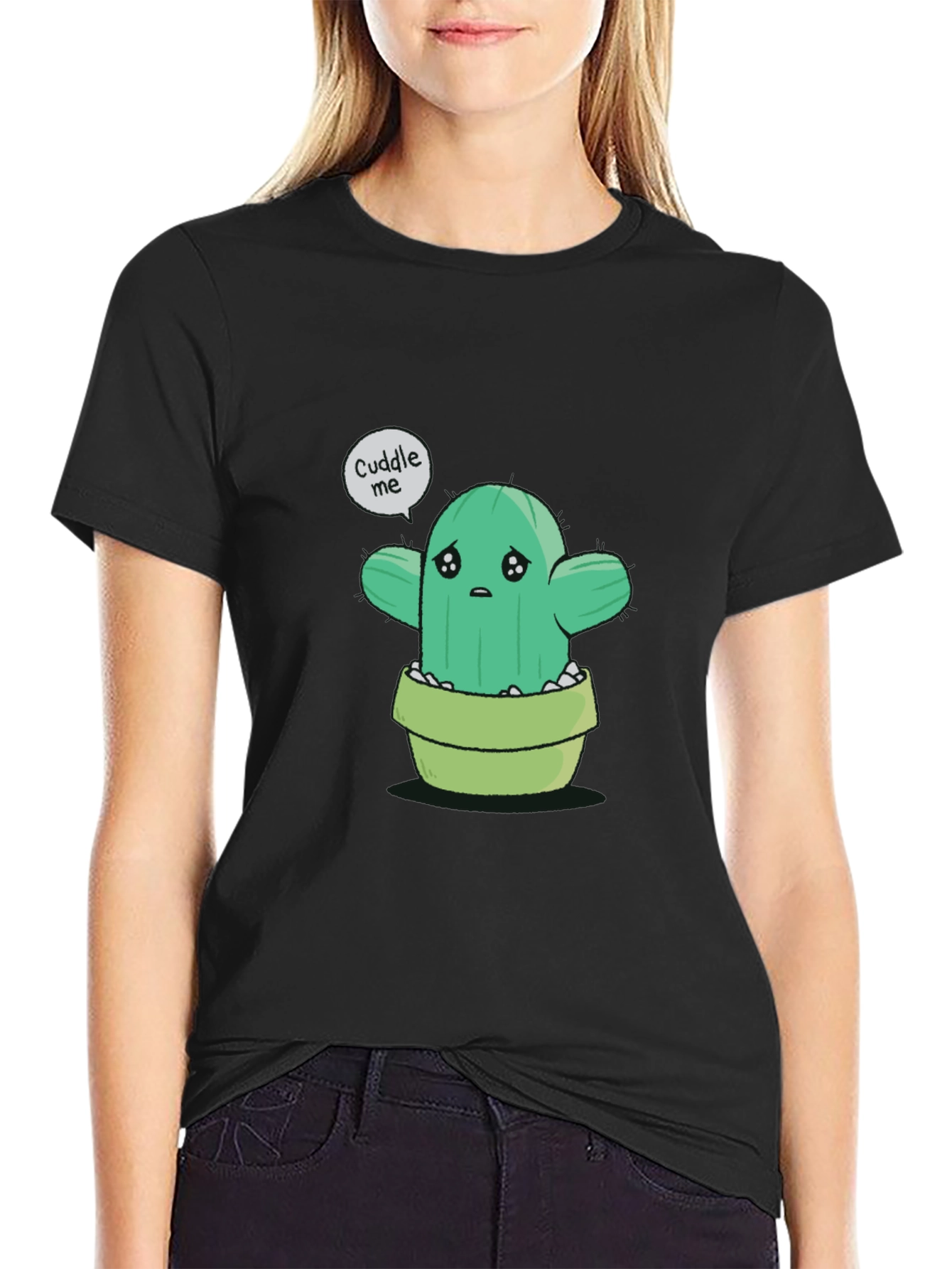Sad Cactus Cuddle Me Graphic T-Shirt - 2