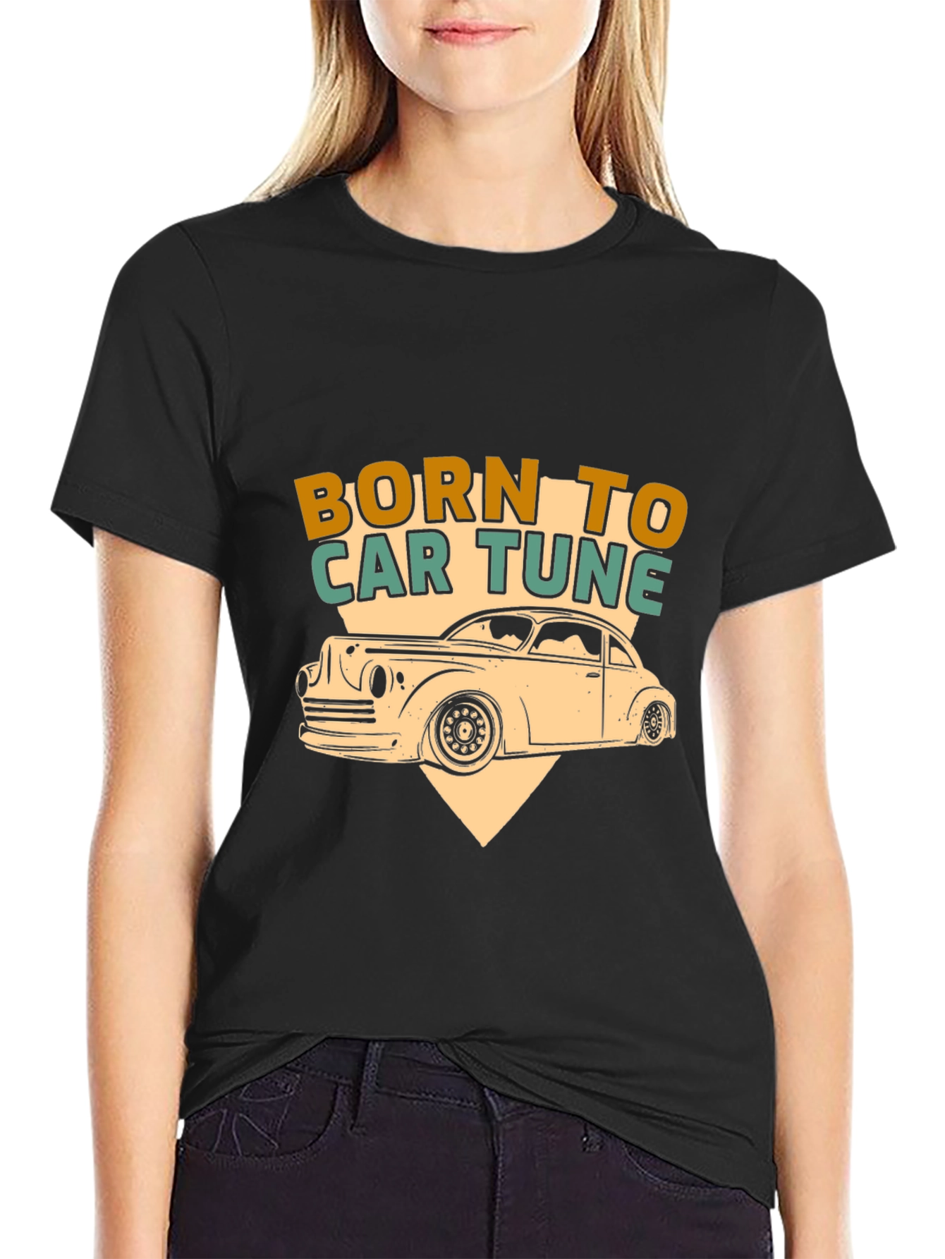Black Born to Car Tune Graphic T-Shirt view 2