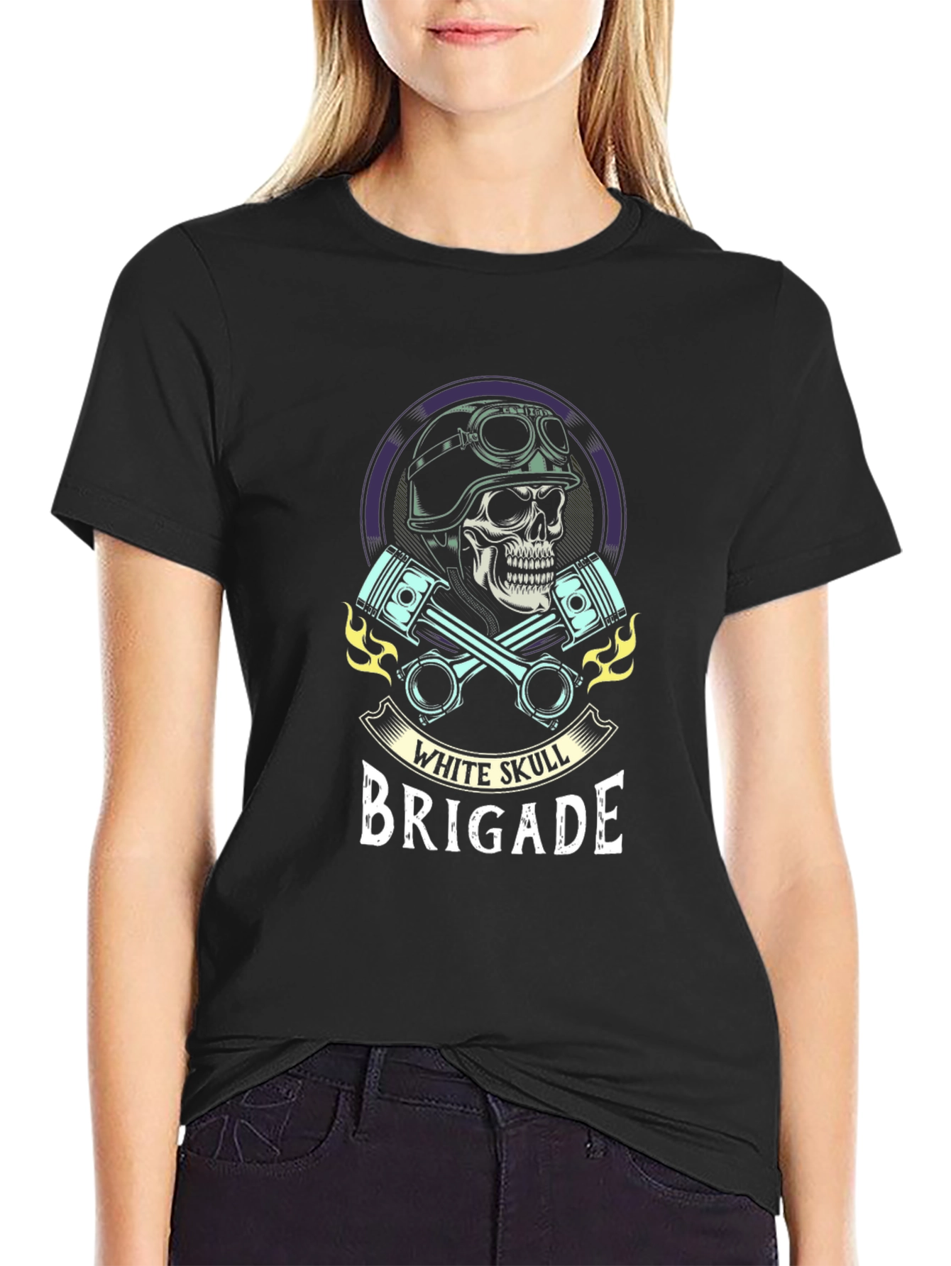 Black Skull Brigade Graphic T-Shirt - Biker Style view 2