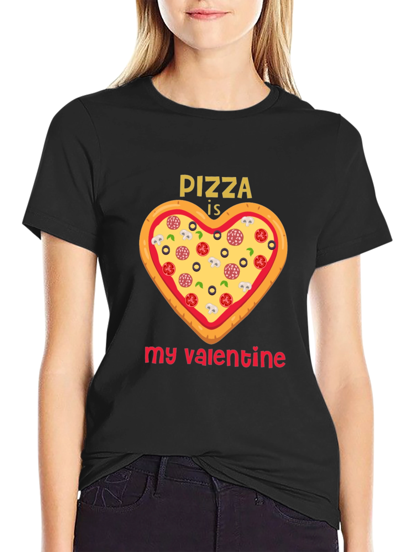 Black Pizza is My Valentine Graphic Tee view 2