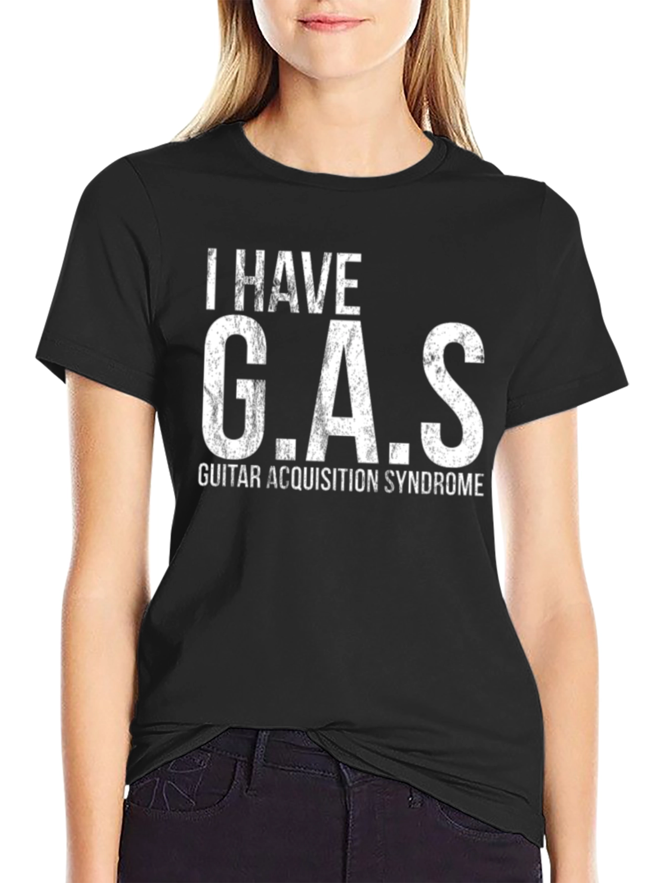 Black I HAVE G.A.S. Guitar Acquisition Syndrome Funny Musician T-Shirt view 2