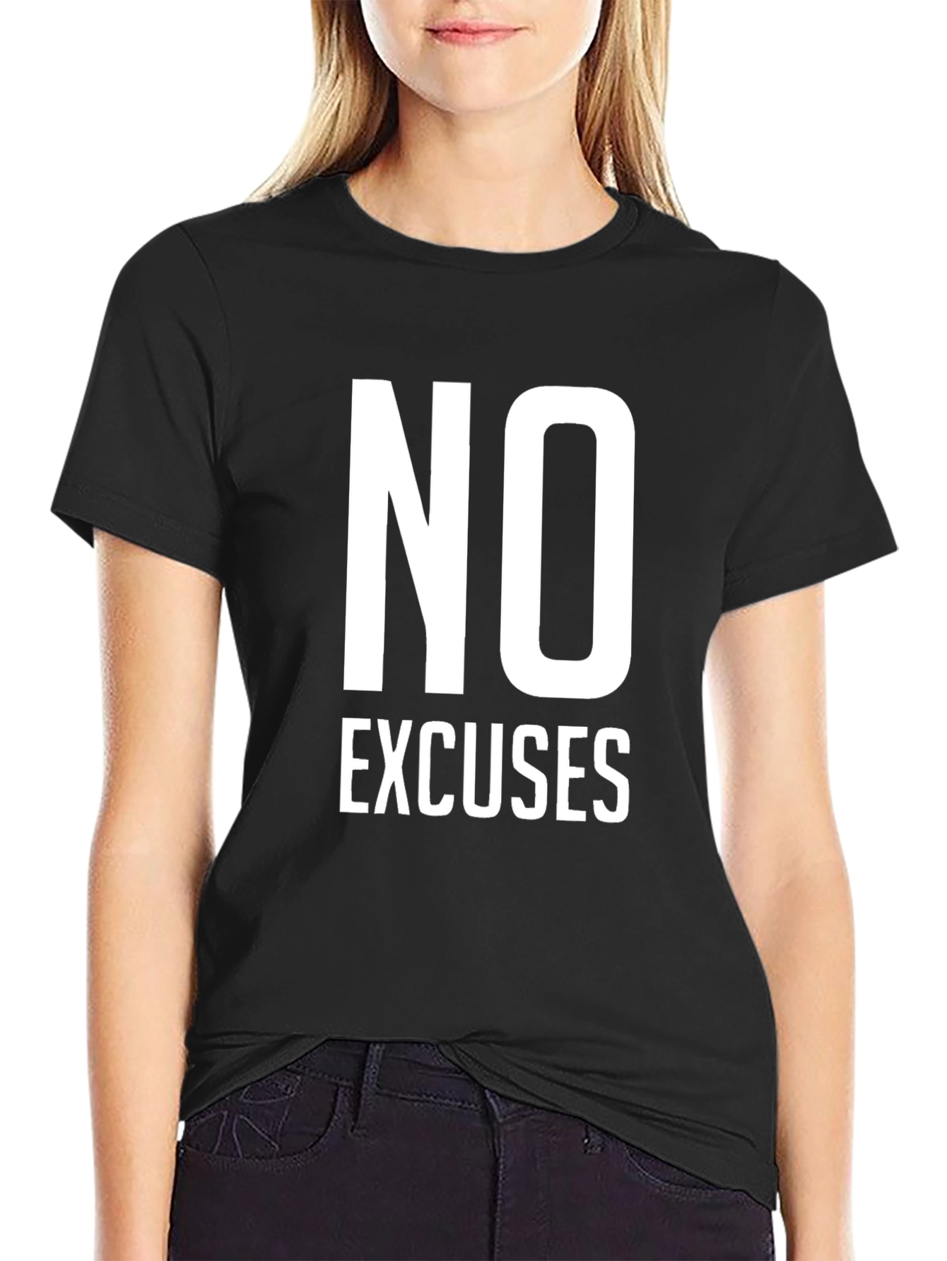 Black No Excuses Graphic Tee - Motivational Men's T-Shirt view 2
