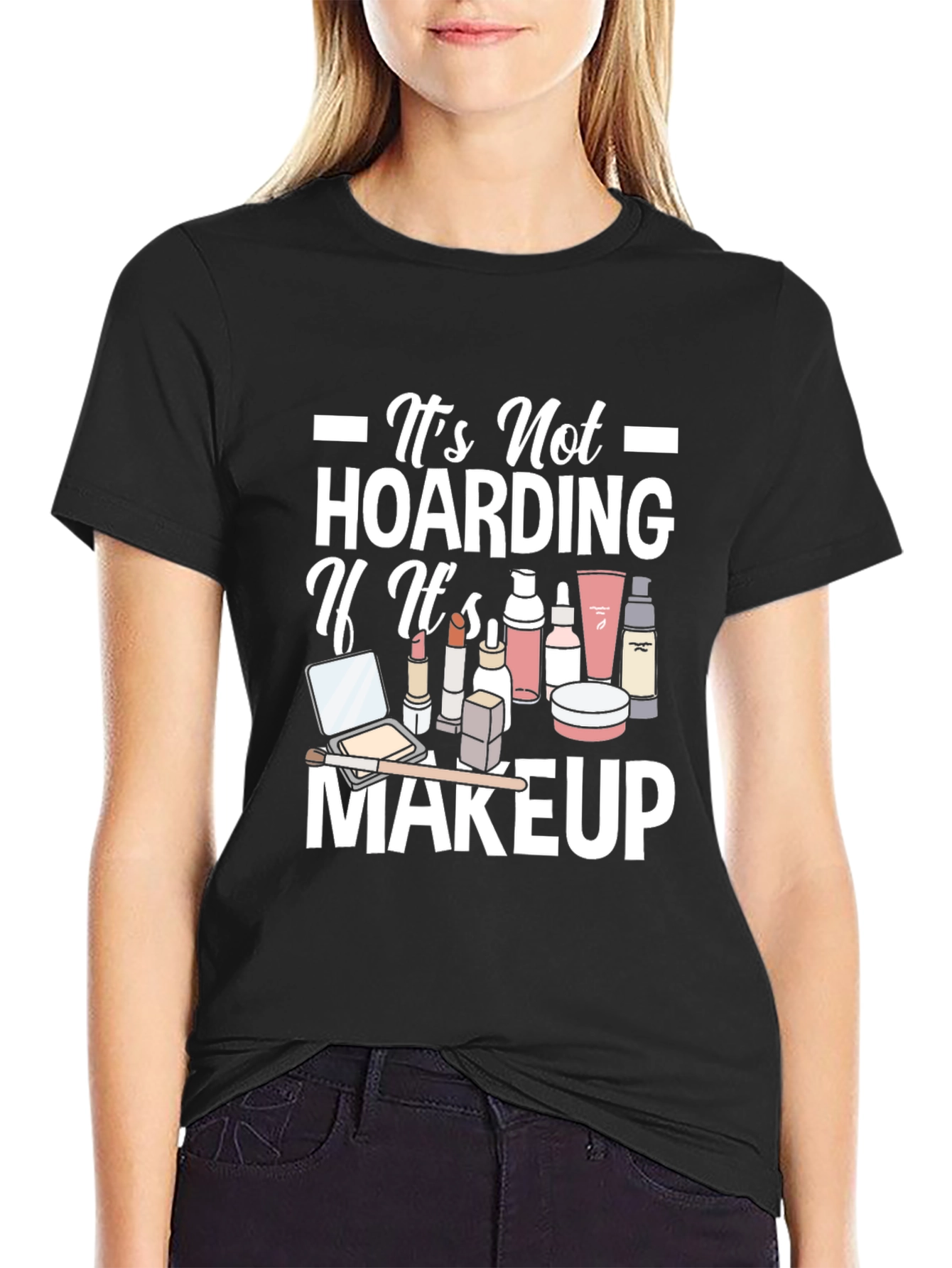 Black Makeup Lover's Graphic T-Shirt view 2