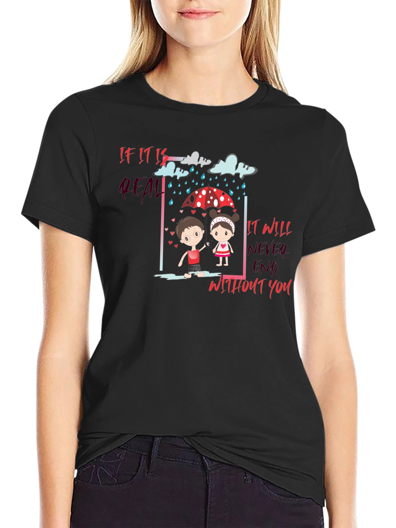 Black Rainy Day Romance Graphic Tee view 2