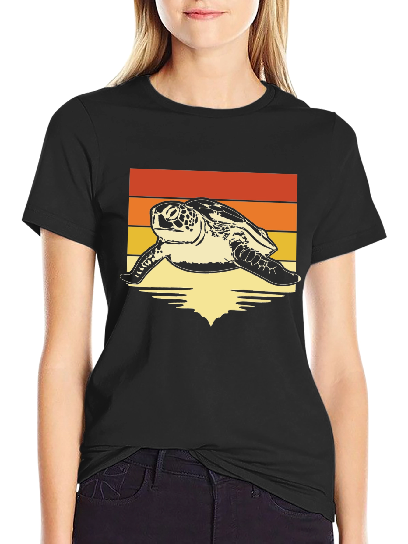 Black Retro Sea Turtle T-Shirt - Vintage Style Ocean Tee view 2
