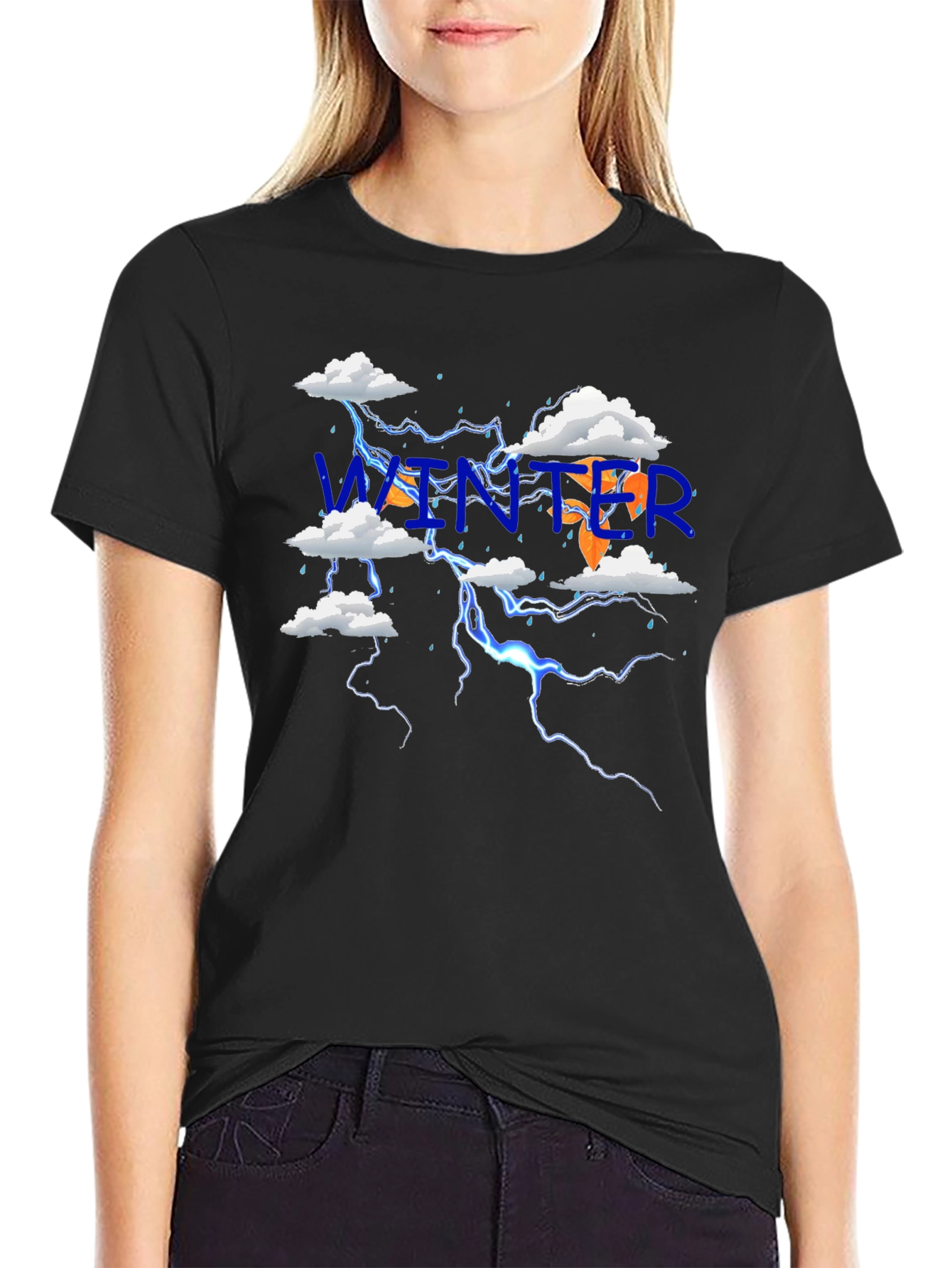 Black Winter Lightning T-Shirt view 2