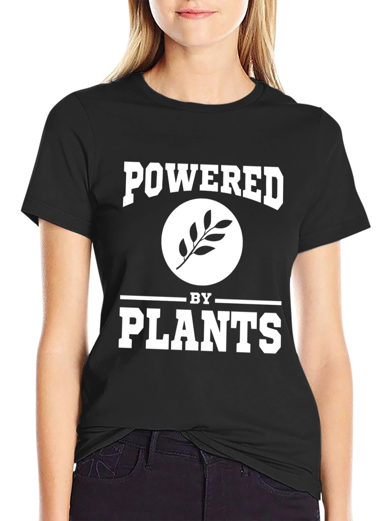 Black Powered by Plants Graphic Tee - Vegan Style view 2