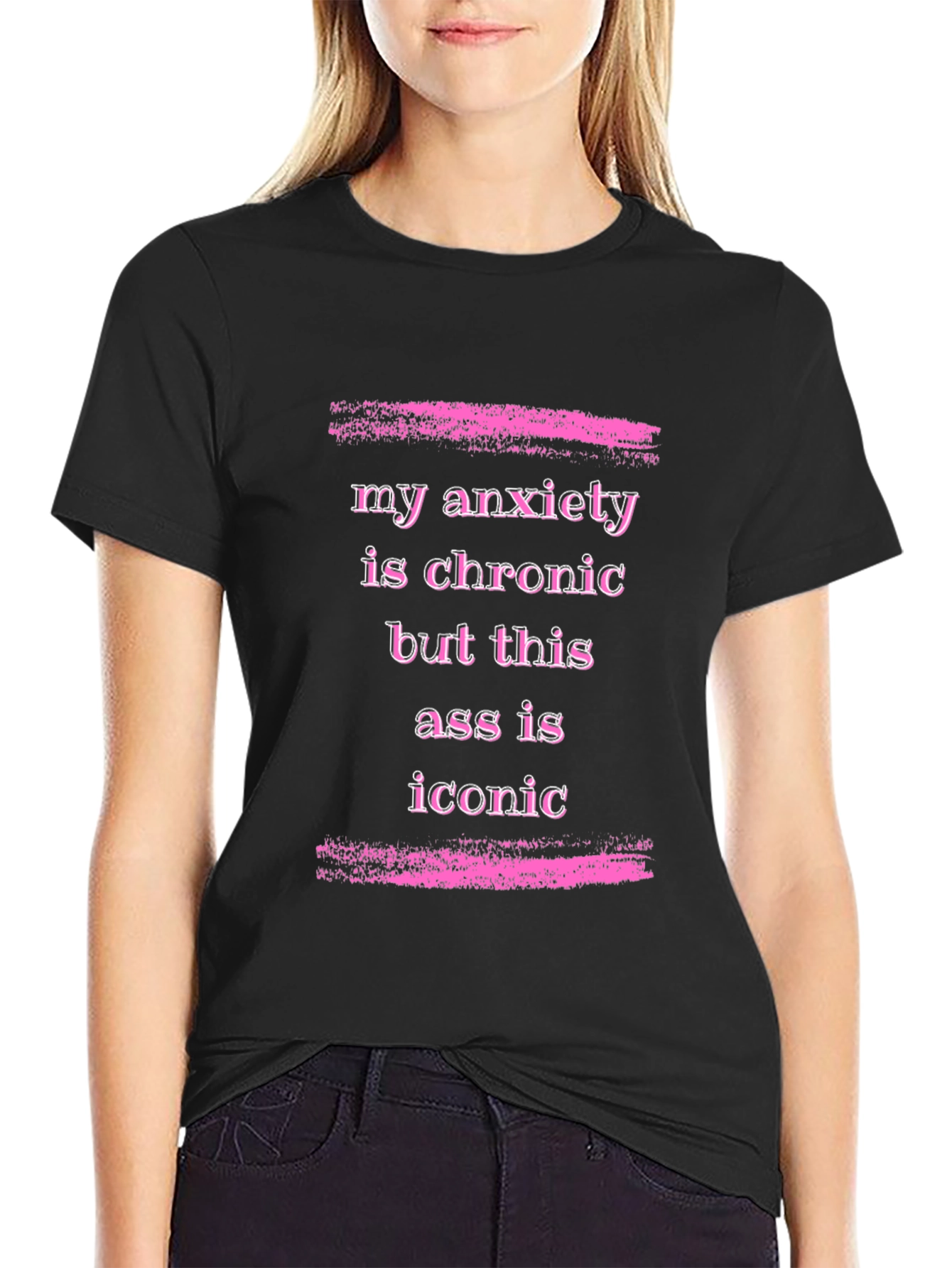 Black Anxiety is Chronic Funny Graphic T-Shirt view 2