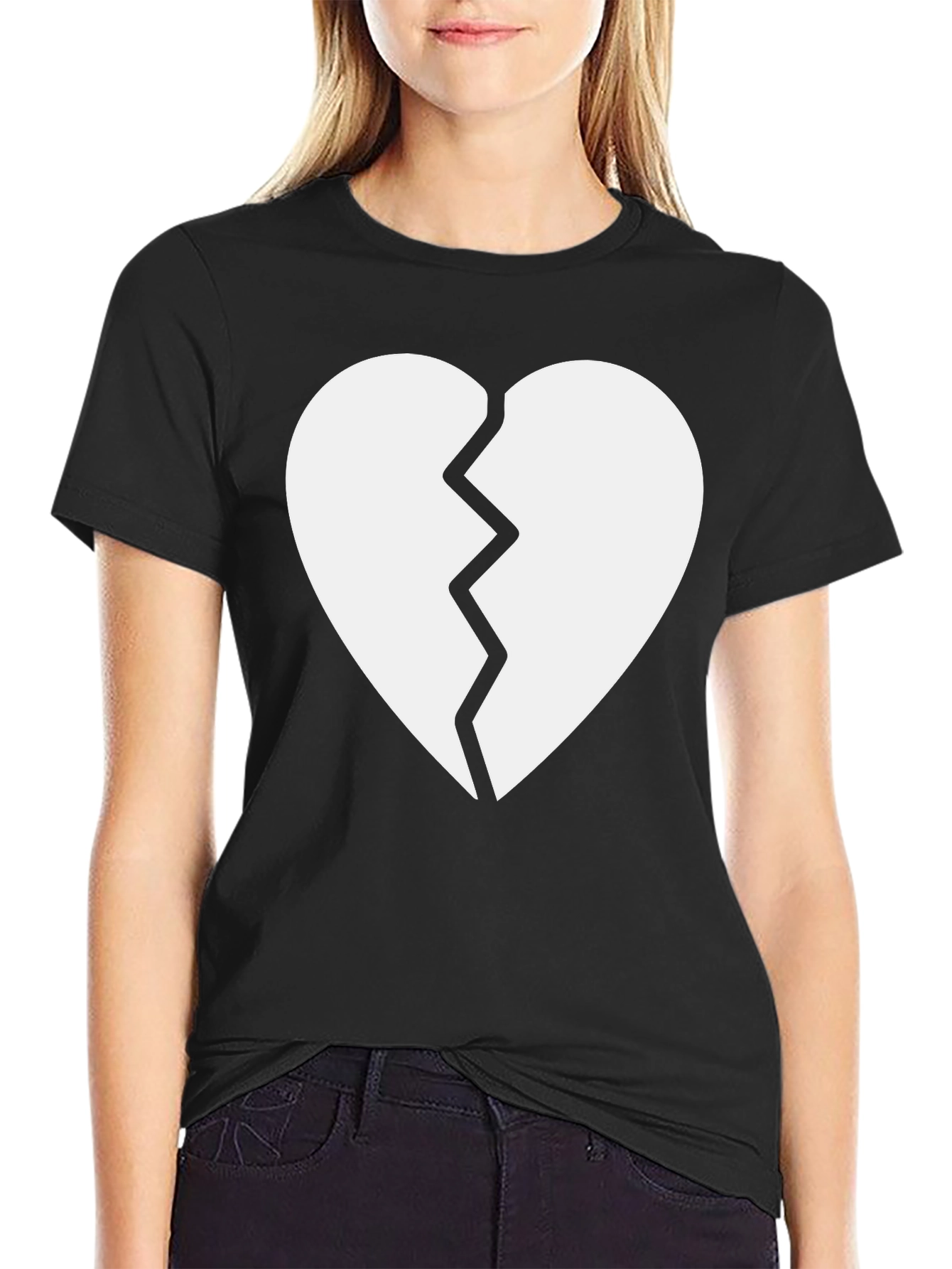 Black Broken Heart Graphic Tee - Trendy Casual Wear view 2