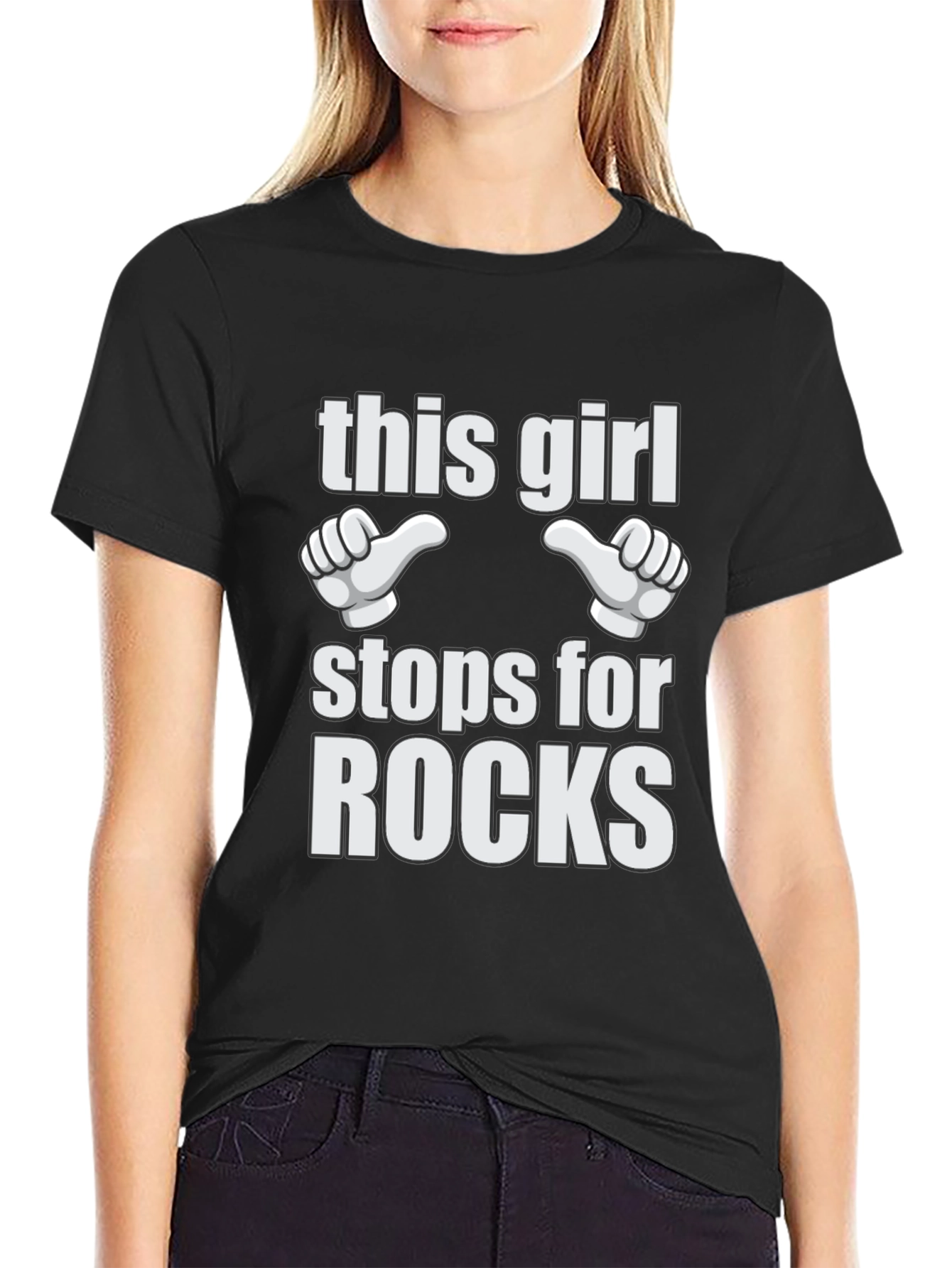 Black This Girl Stops for Rocks T-Shirt Funny Rockhounding Tee view 2