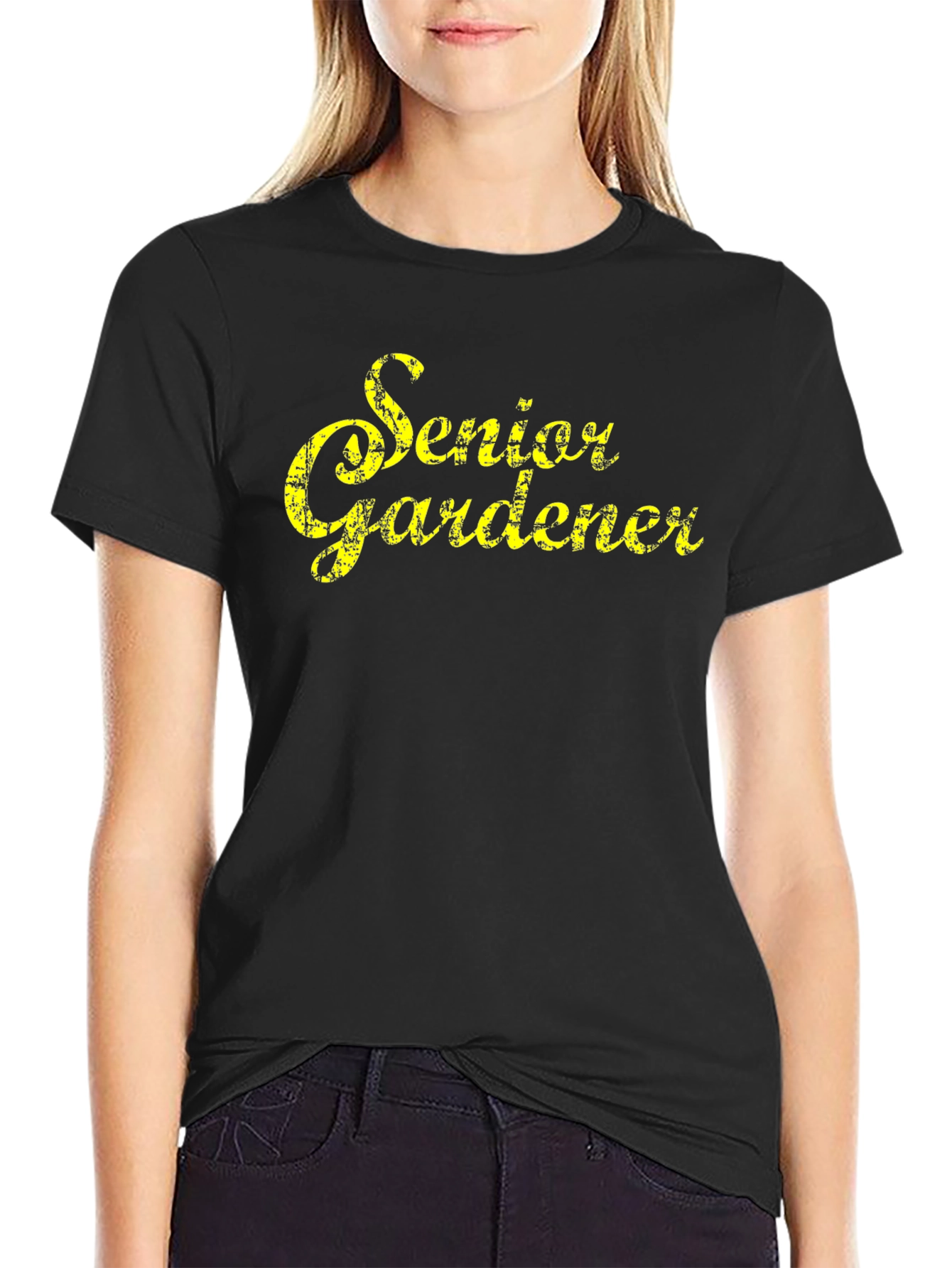 Black Senior Gardener T-Shirt - Black Cotton Tee view 2