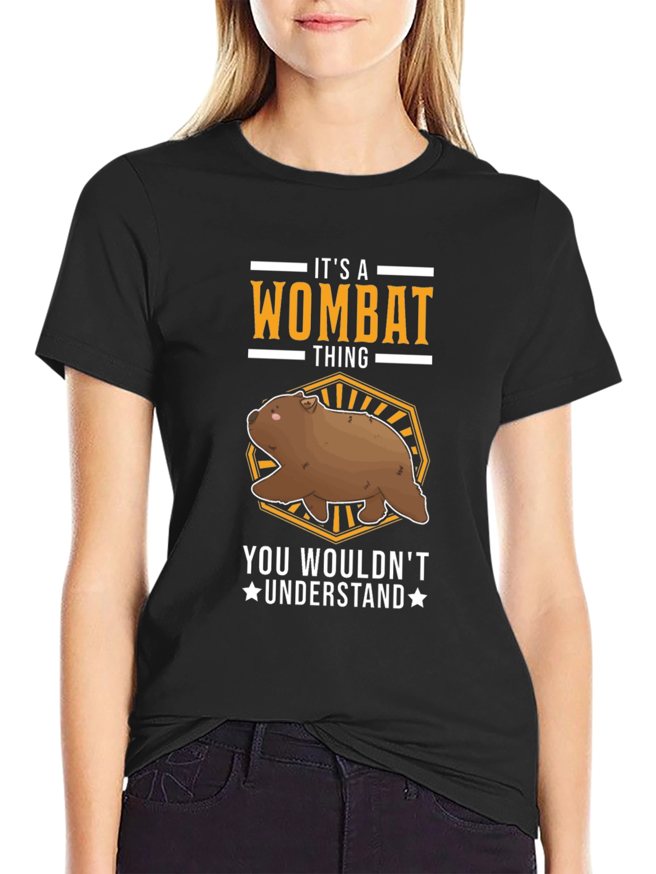 Black Wombat Thing Graphic T-Shirt view 2