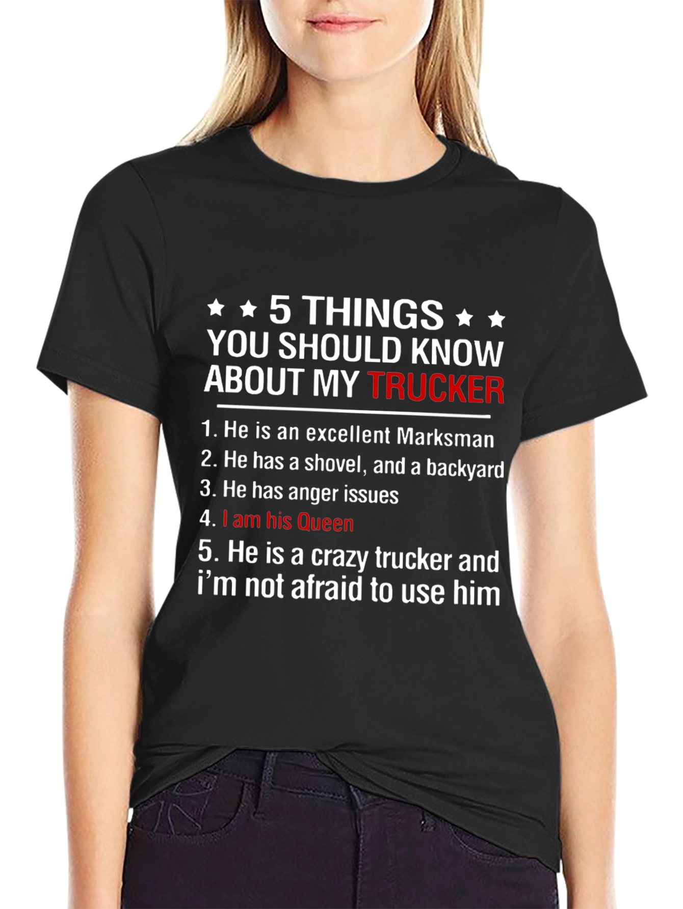 Black 5 Things You Should Know About My Trucker T-Shirt view 2
