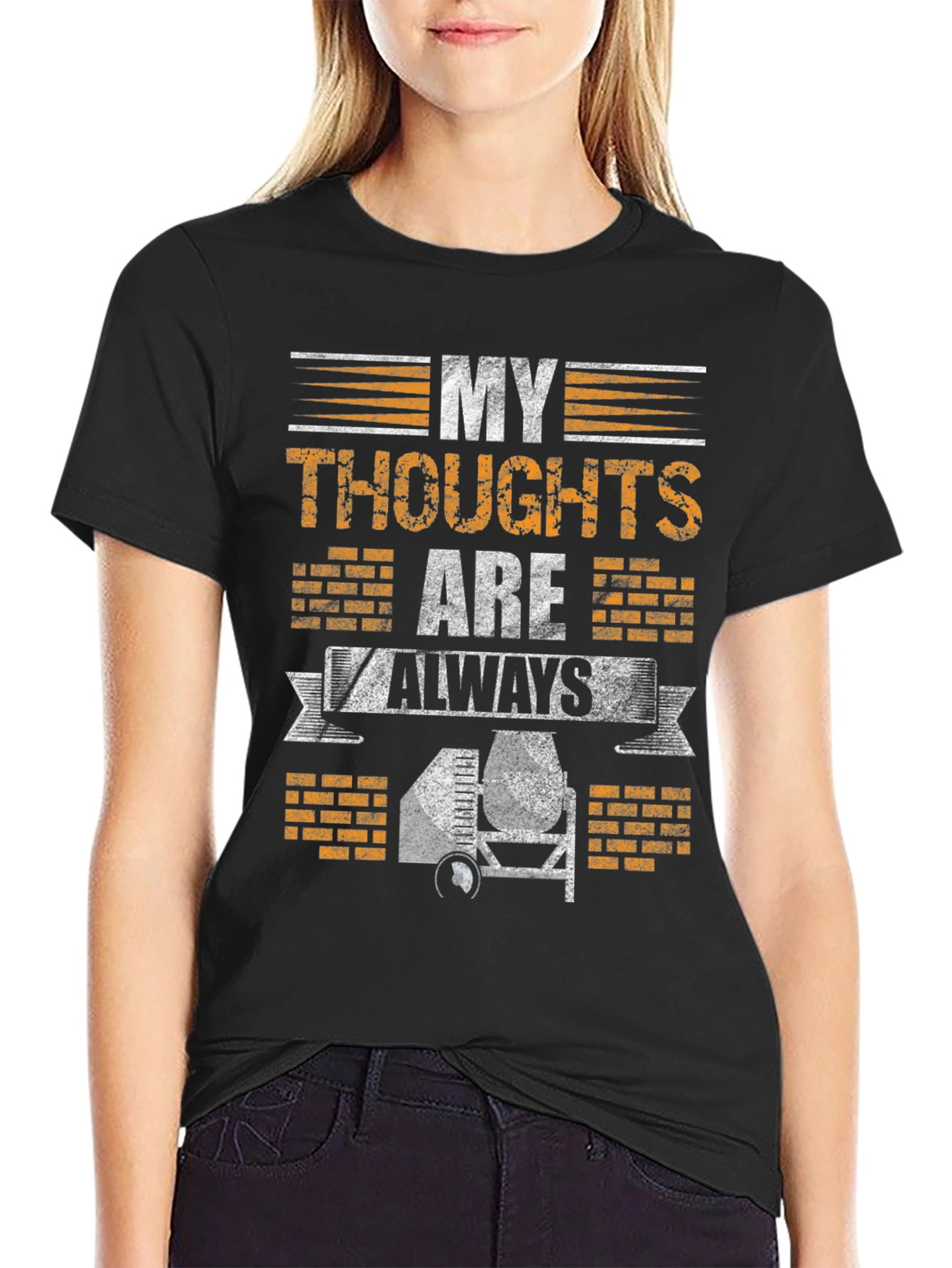 Black Construction Worker Humor T-Shirt: Always on the Job view 2