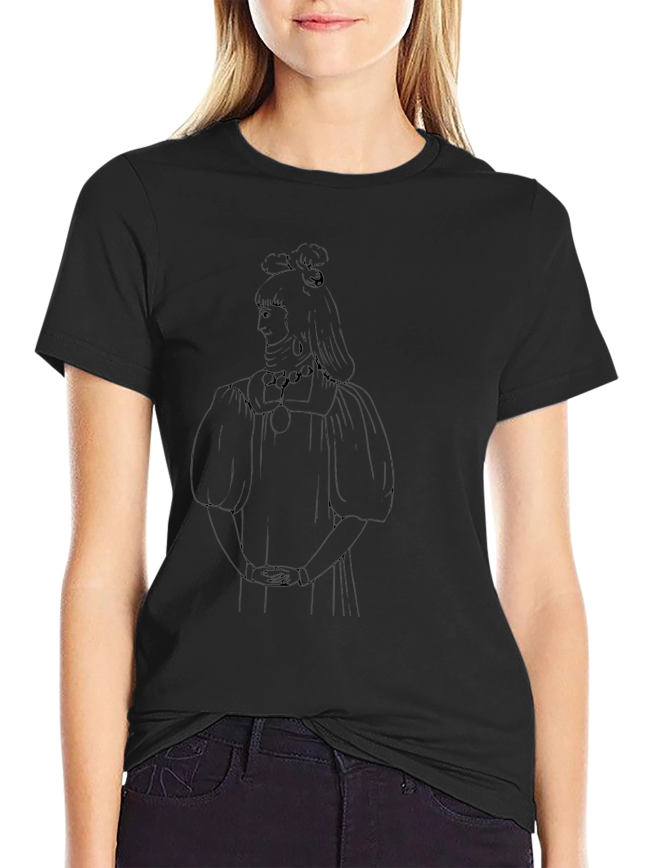 Black Line Art T-Shirt - Stylish Graphic Tee view 2