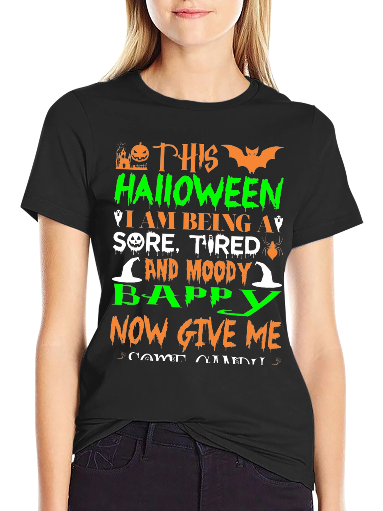 Black Funny Halloween Bappy T-Shirt view 2